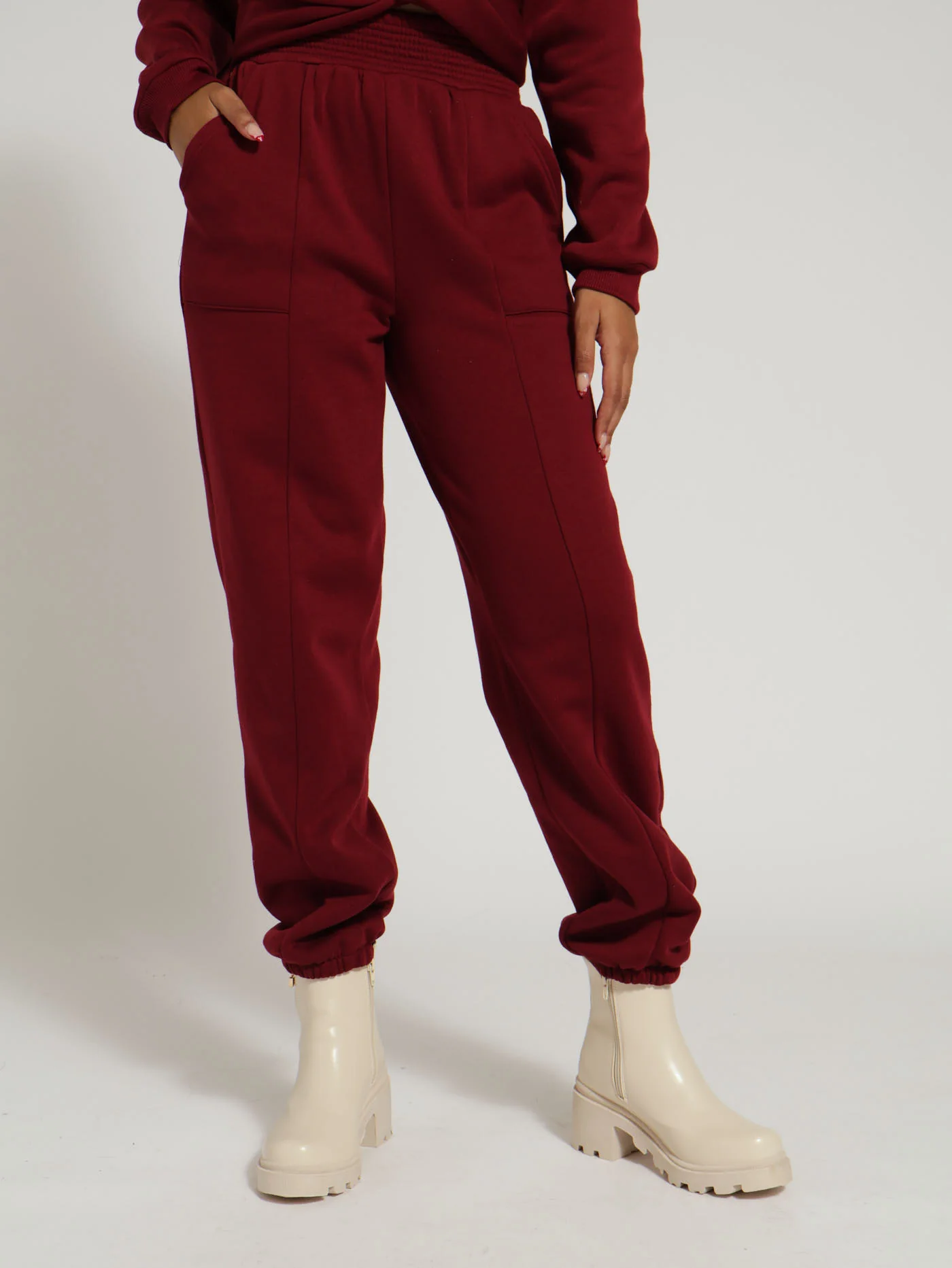 Seam Front Jogger - Burgundy