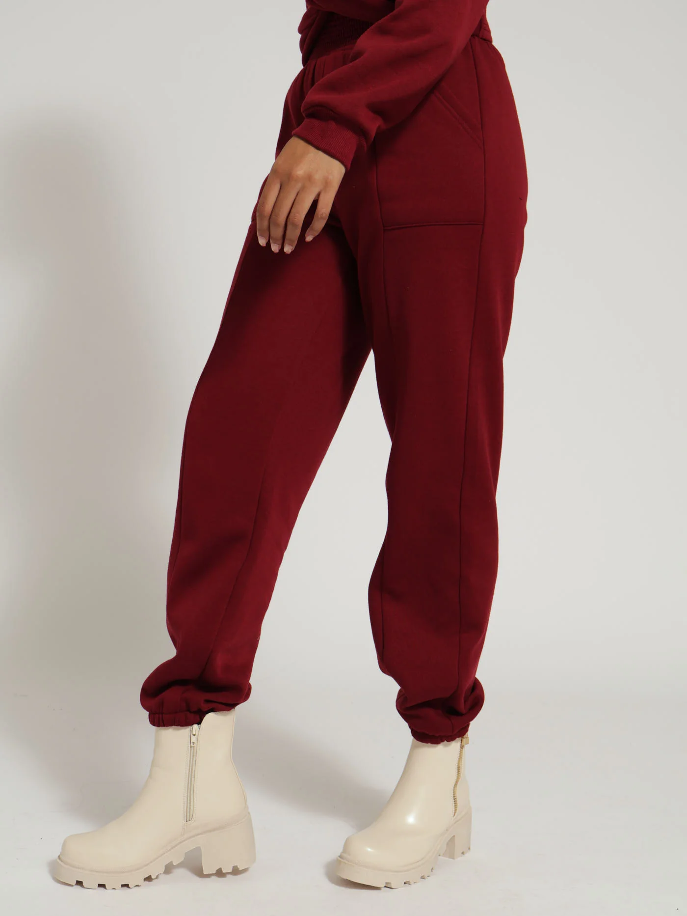 Seam Front Jogger - Burgundy - Image 2