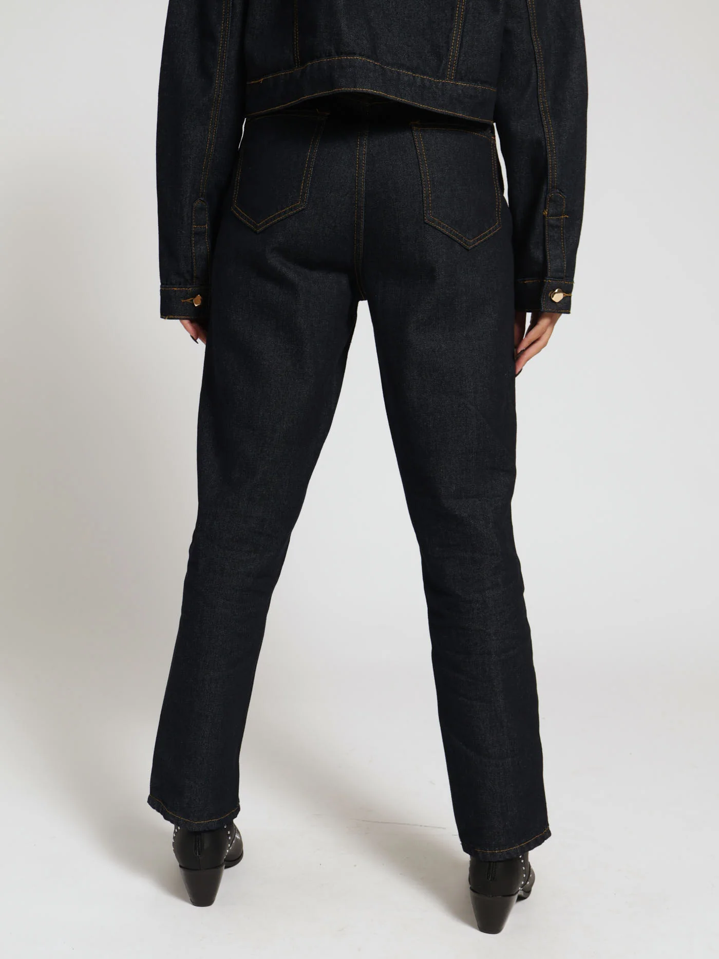 Seam Split Hem Mom Jean - Ink - Image 3