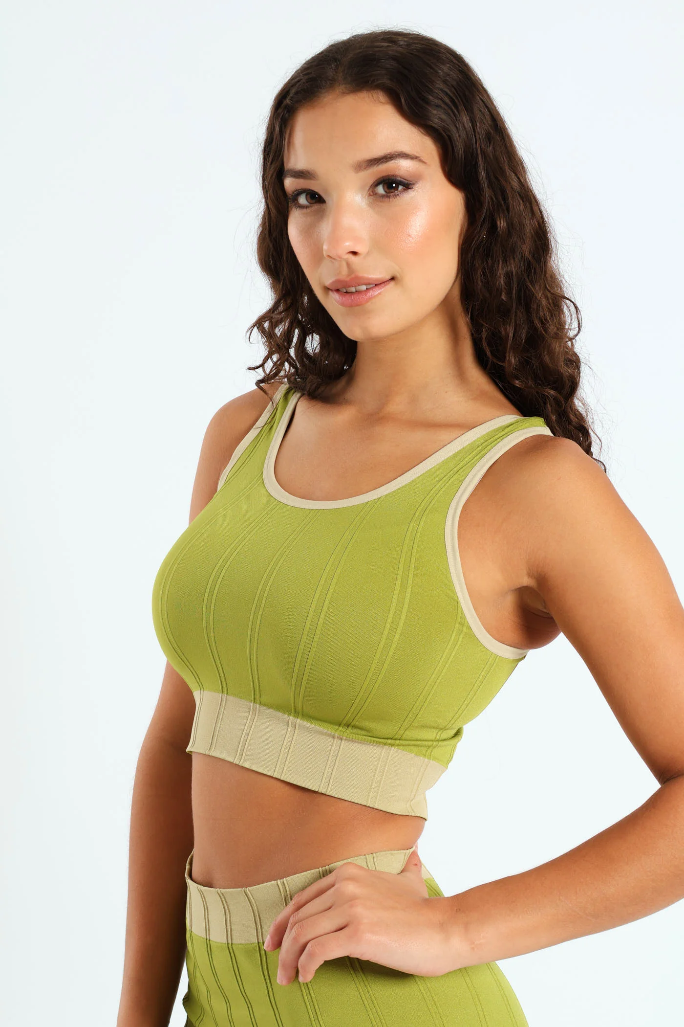 Seamless 2 Tone Crop Top - Chartreuse - Image 3