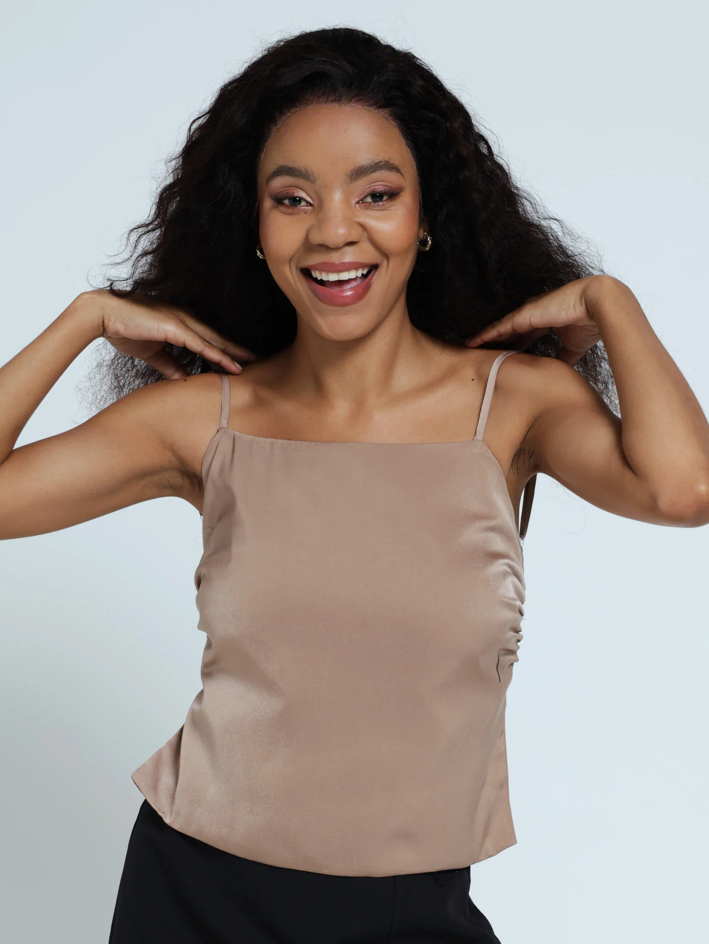 Seamless Cami Top Back Bow Tie - Stone