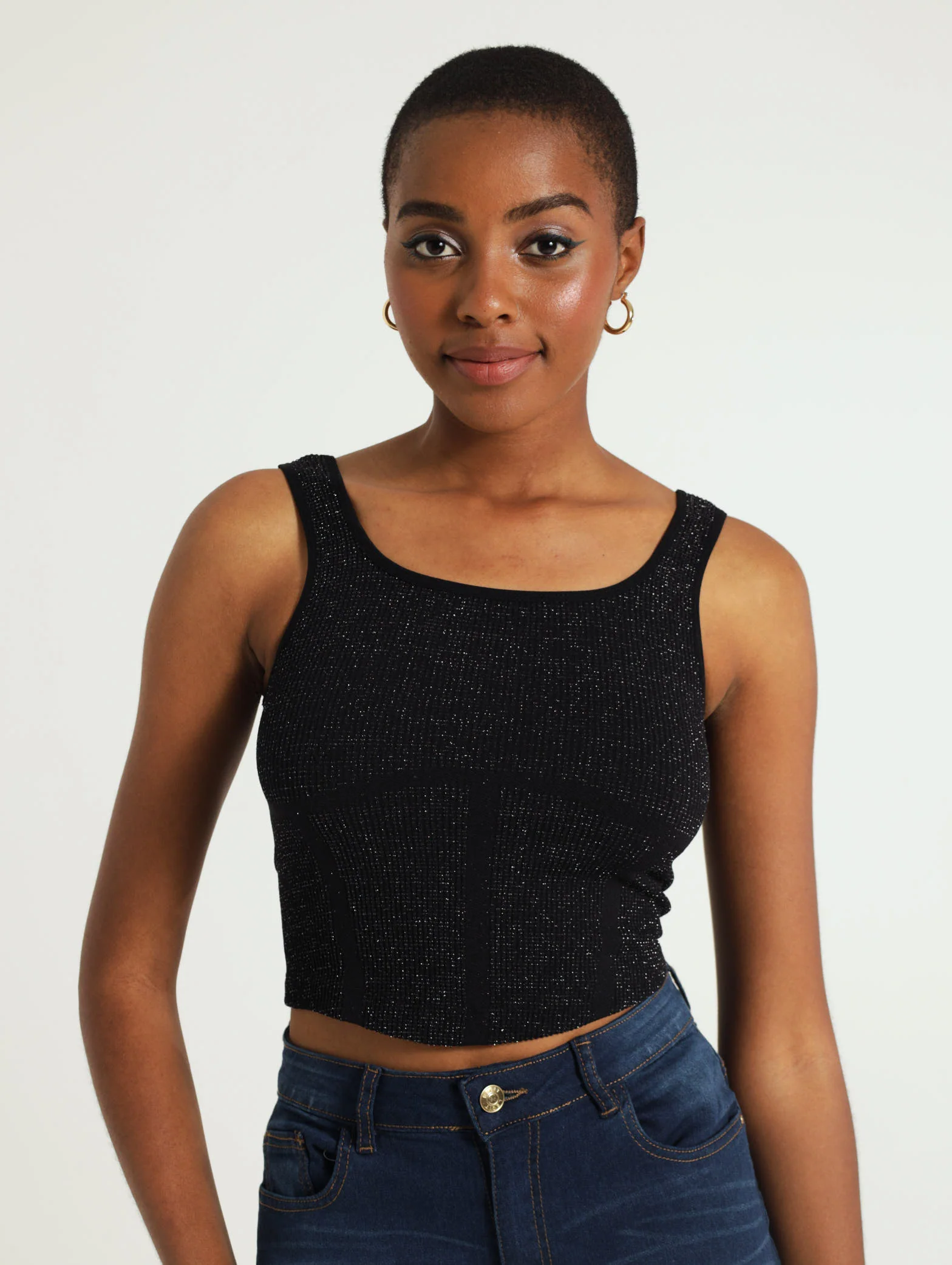 Seamless Metallic Corset Look Top