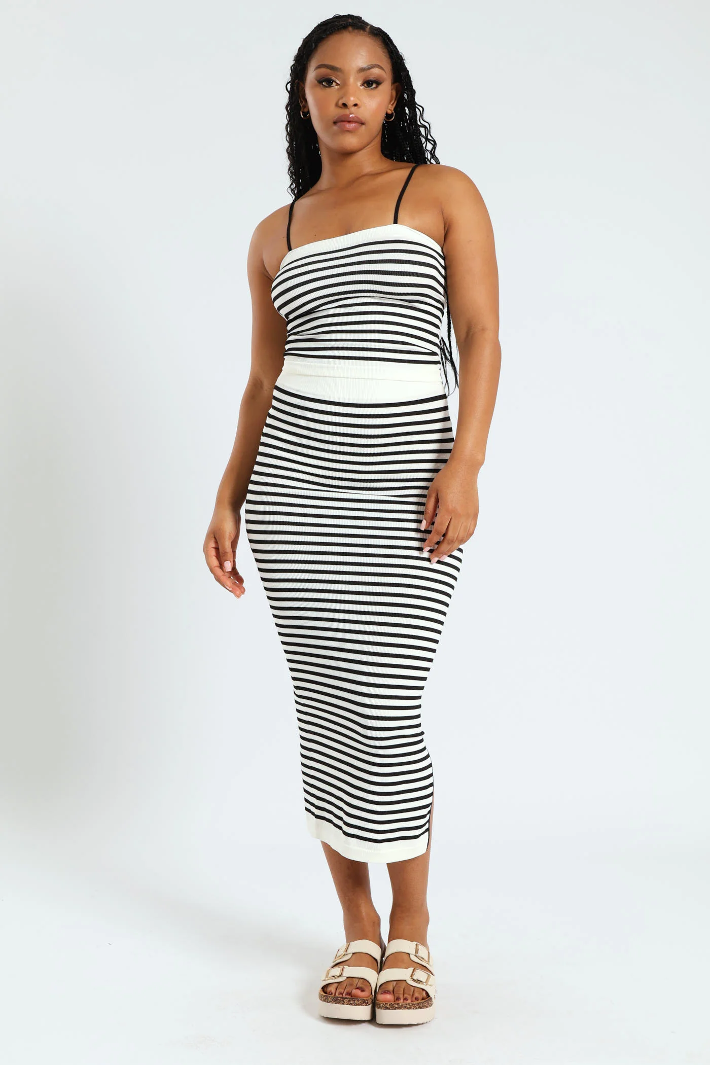 Seamless Stripe Cami Top - White/Black - Image 5