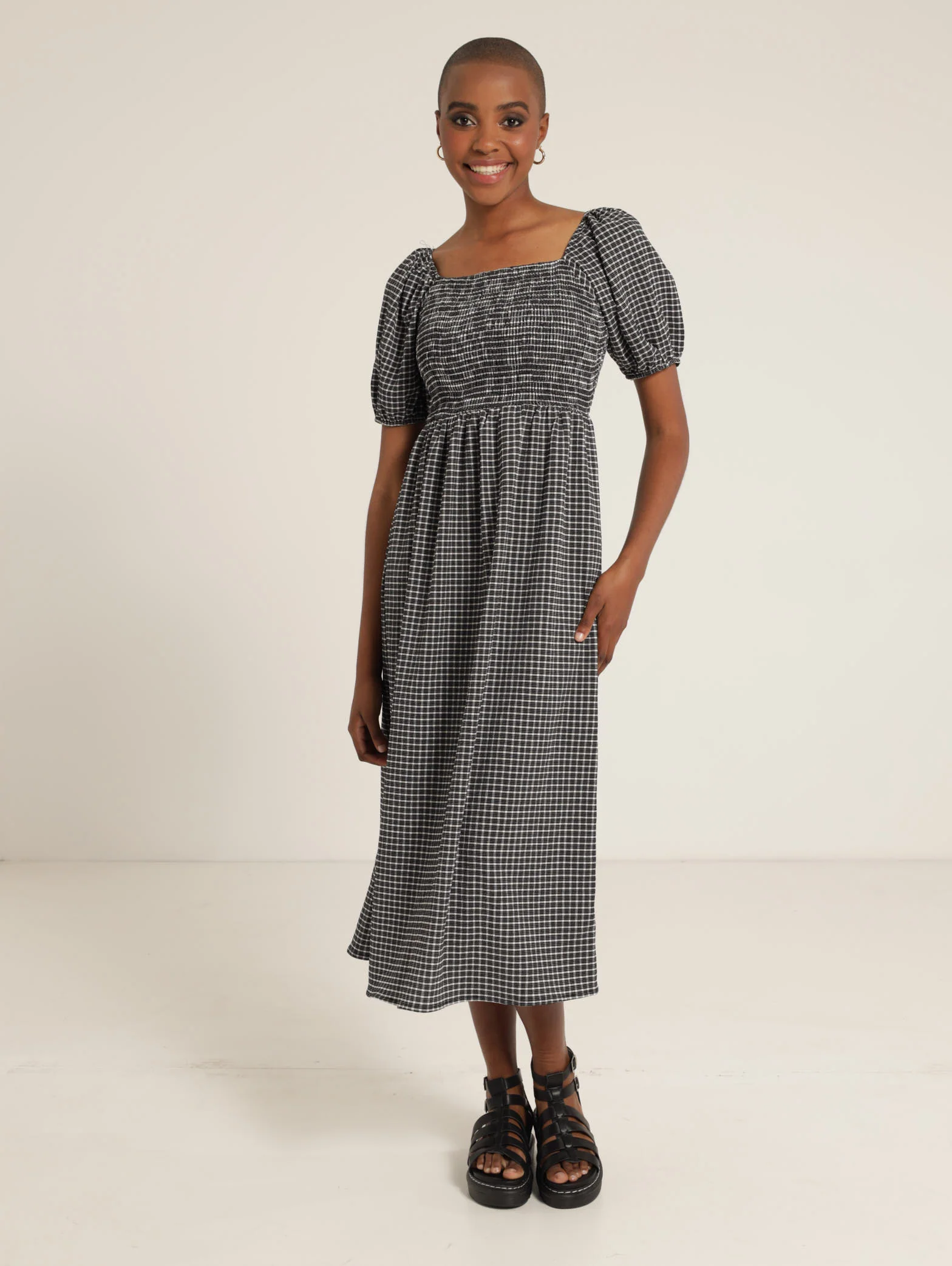 Seersucker Check Dress