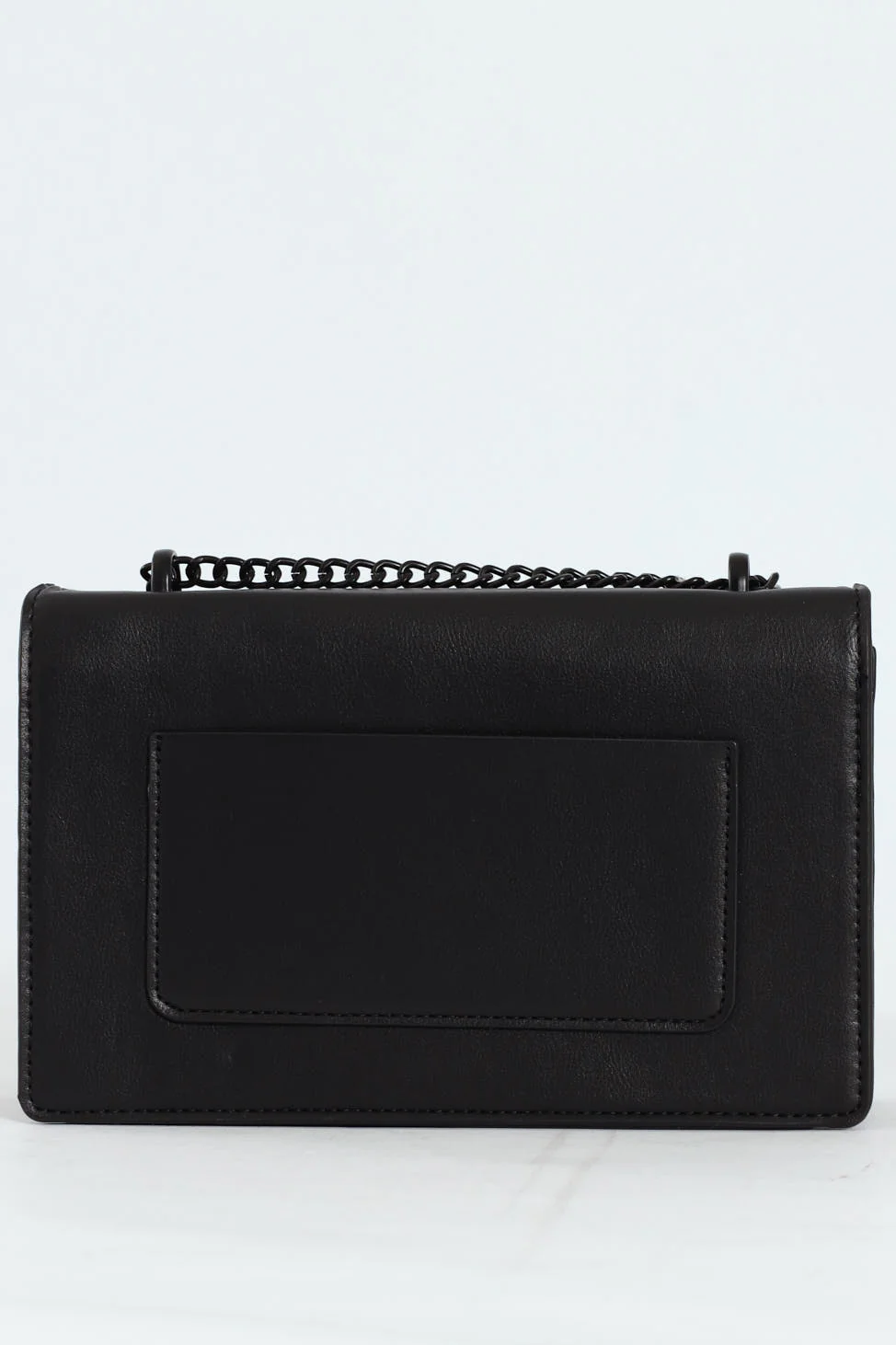 Self Colour Clasp Detail Satchel Bag - Black/Black - Image 6