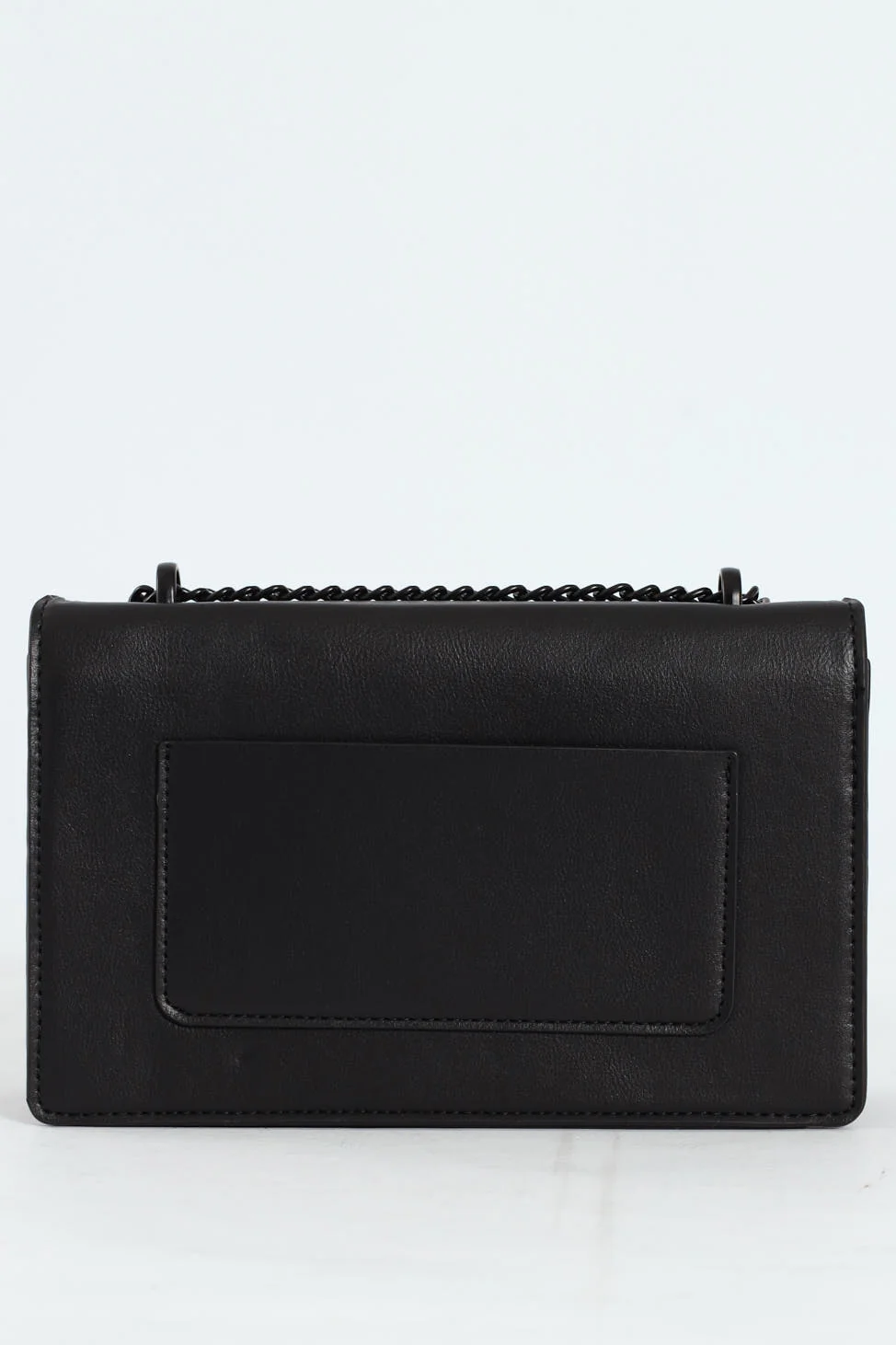 Self Colour Clasp Detail Satchel Bag - Black/Black - Image 7