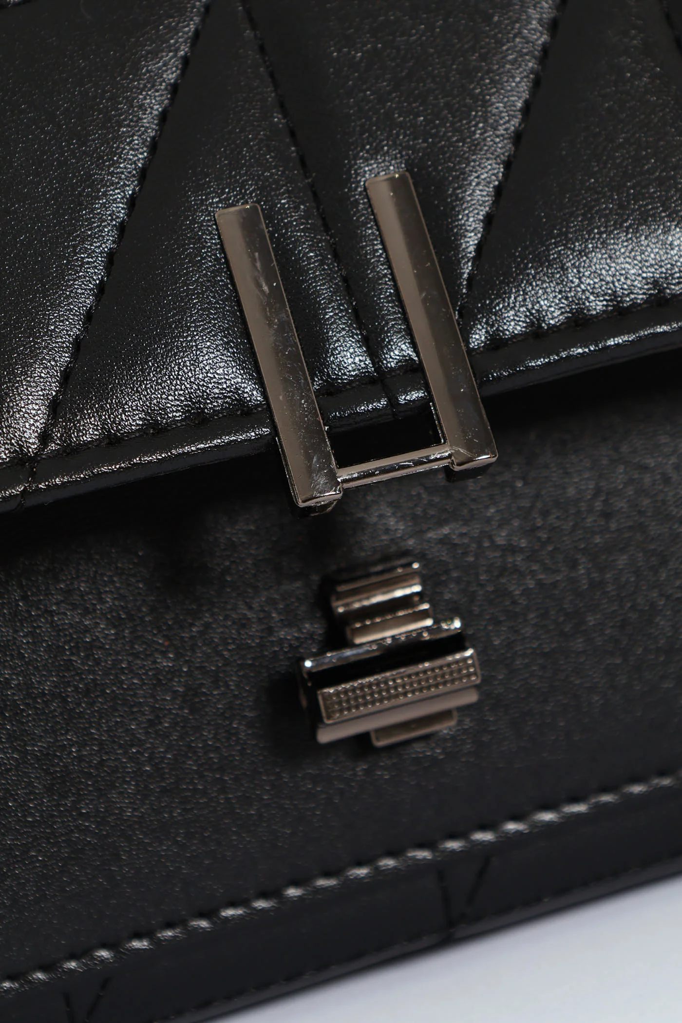 Satchel Bag With Metal Clasp - Black - Image 2