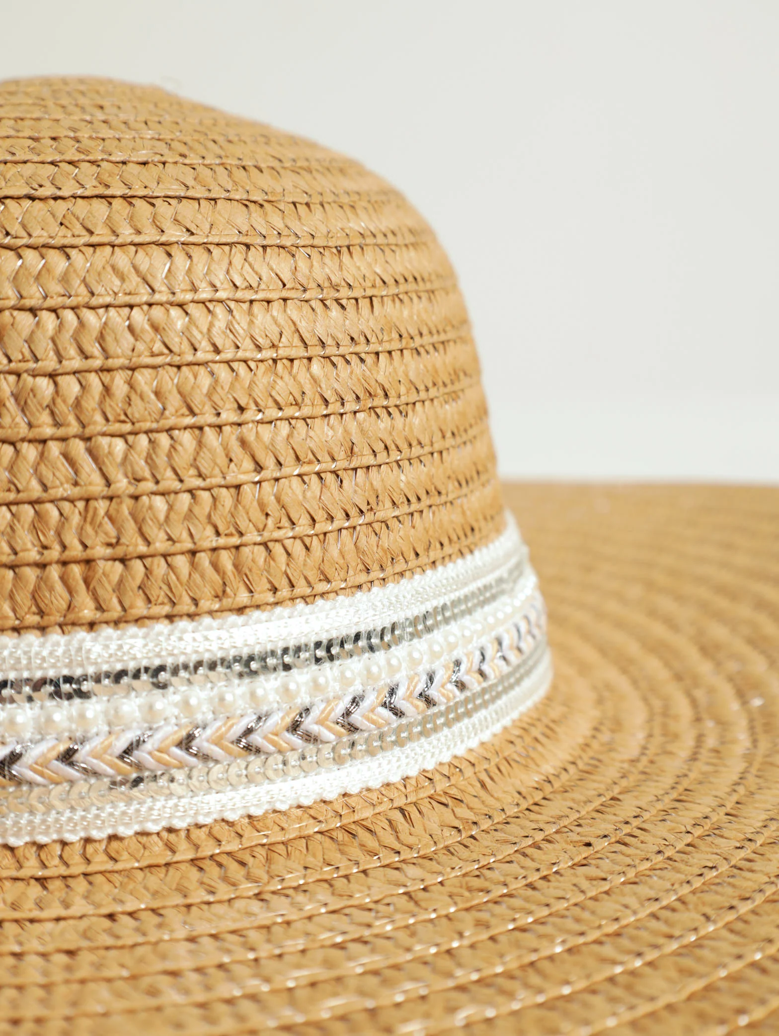 Sequin Bling Trim Straw Sunhat - Image 2