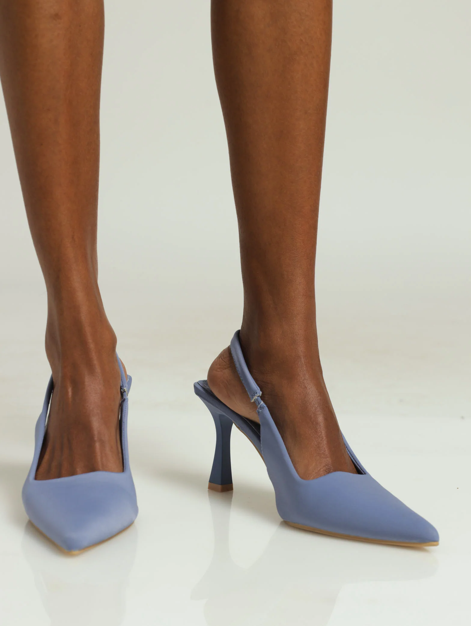Shaped Pointy Slingback Court Heel - Blue