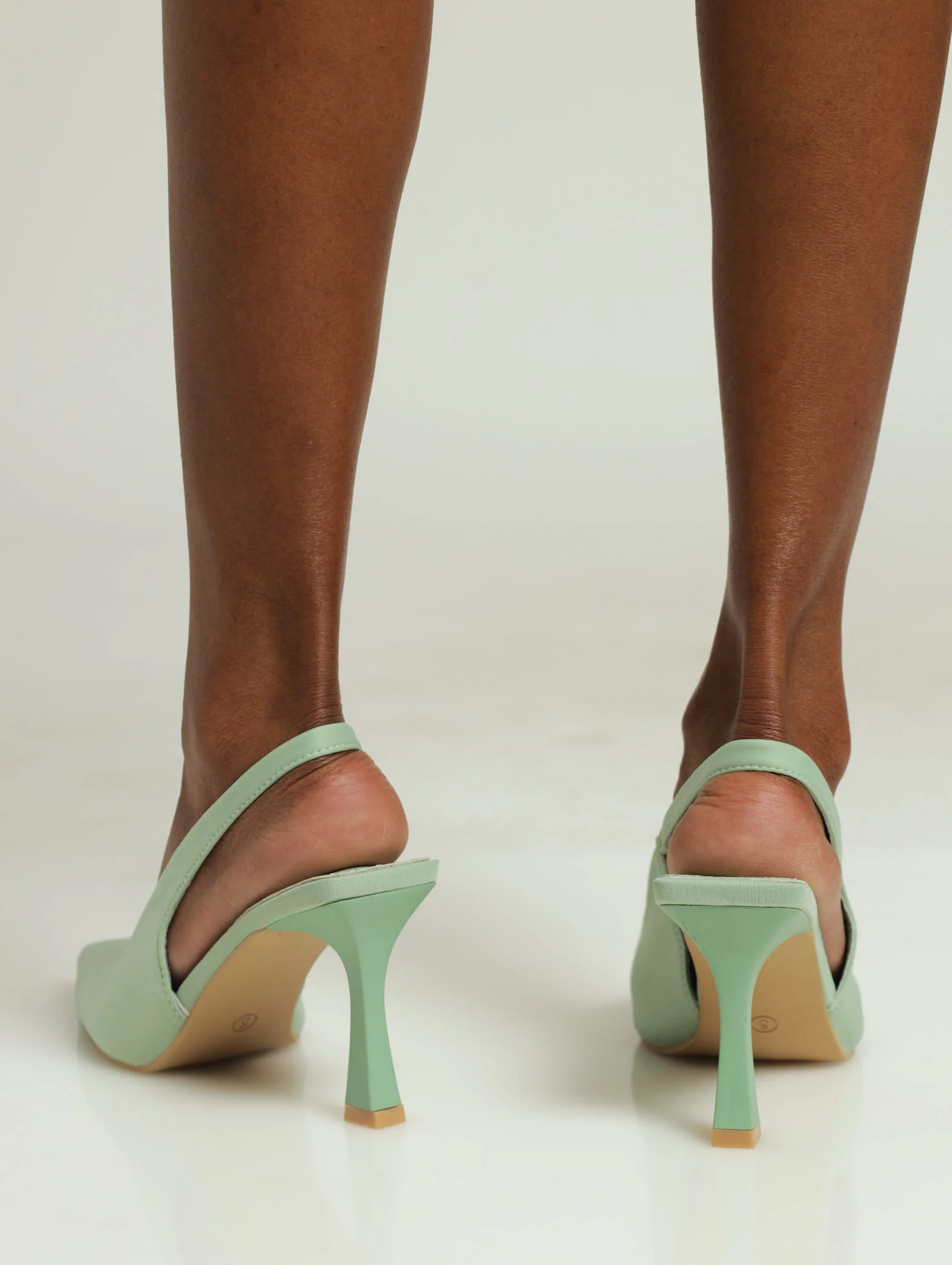 Shaped Pointy Slingback Court Heel - Sage - Image 3