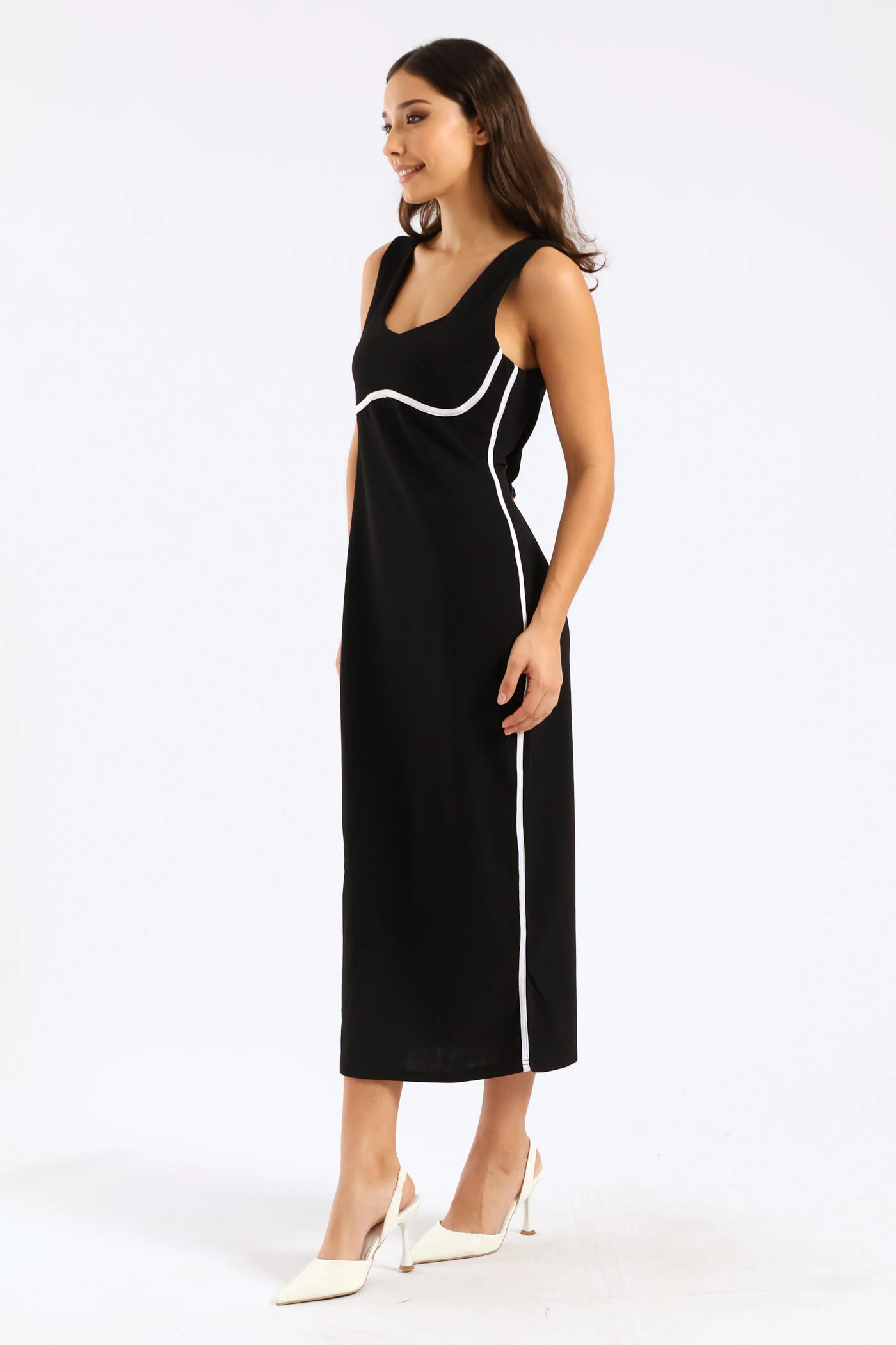 Shaped Underbust Contrast Binding - Black/White - Image 3
