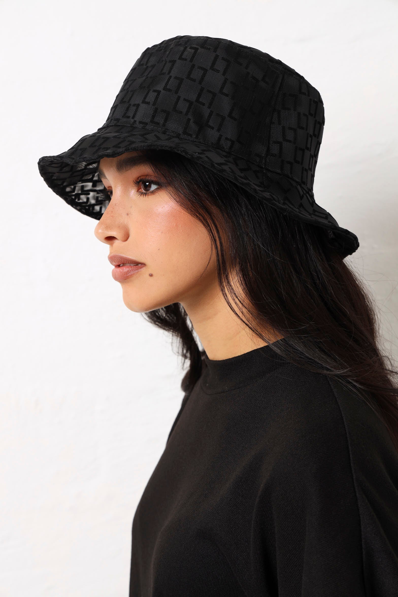 Sheer Monogram Bucket Hat - Black - Image 3
