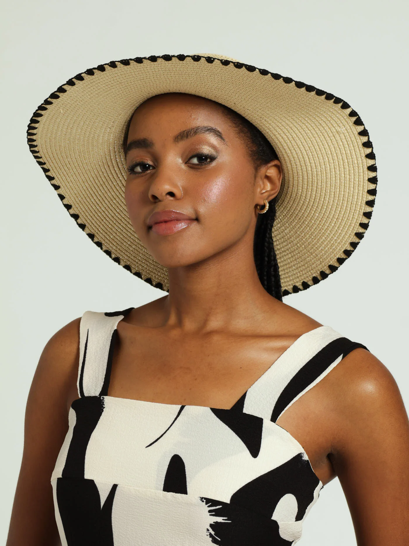 Shell Detail Straw Sun Hat - Natural