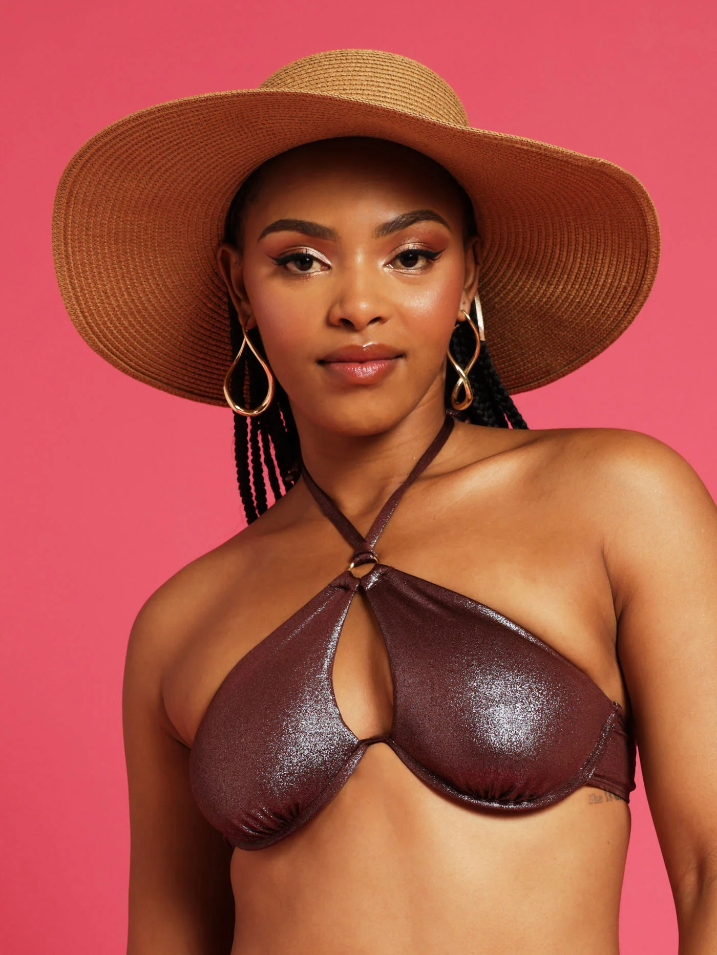 Shimmer Bikini Top - Brown