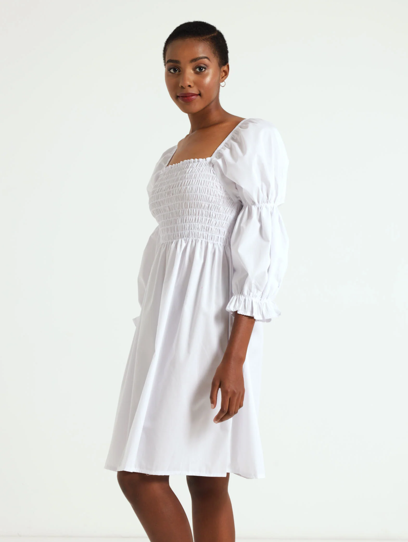 Shirred Bodice Poplin Dress - Image 2