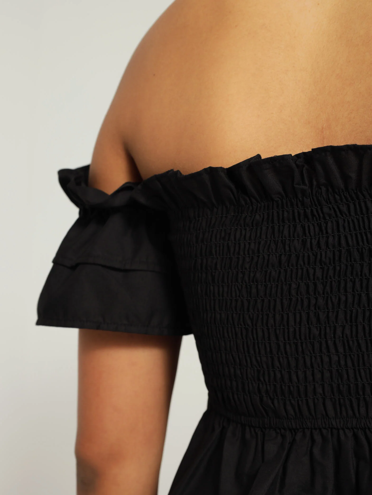 Shirred Bodice Poplin Peplum Top - Image 3