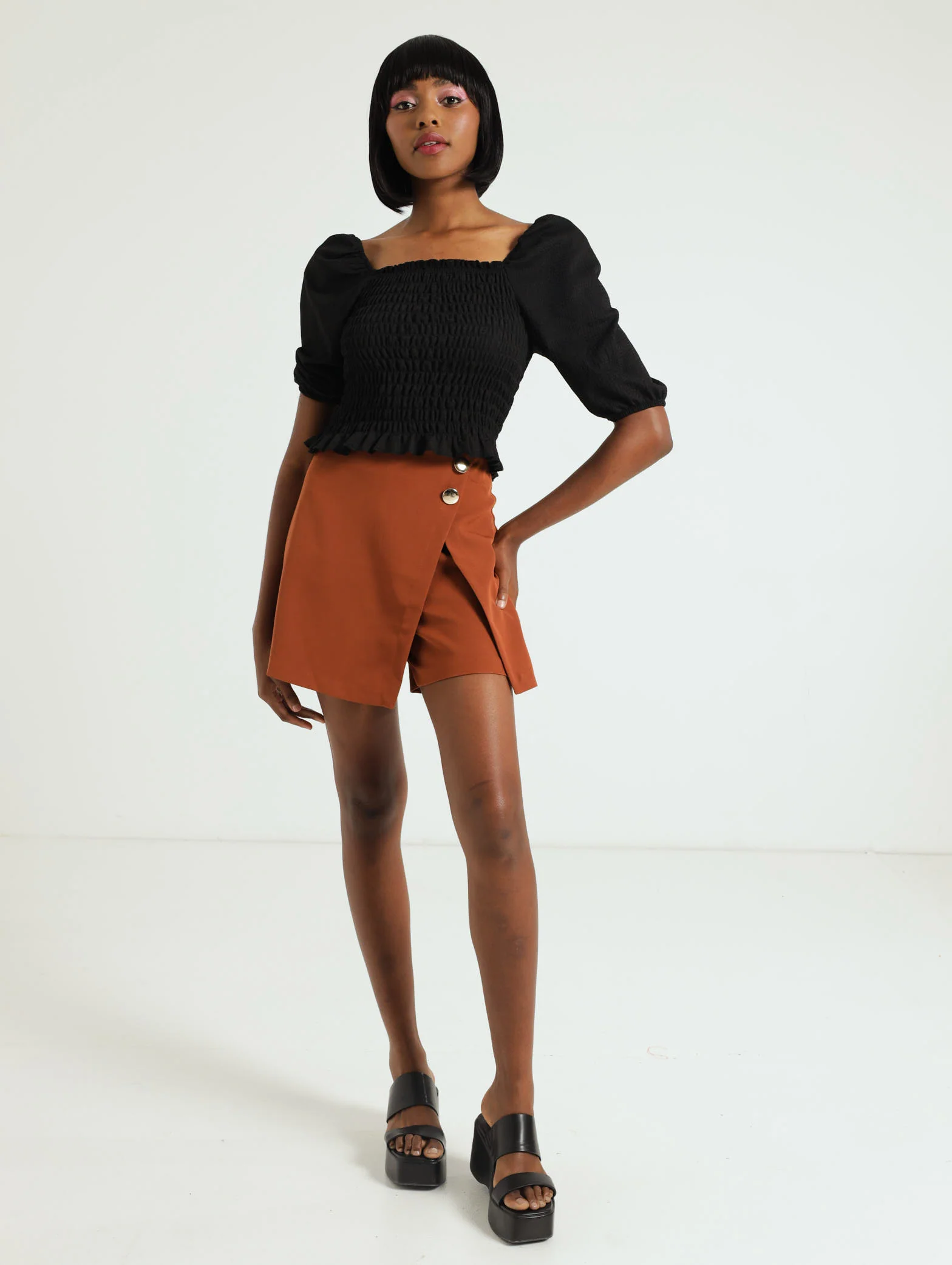 Shirred Bodice Puff Sleeve Top - Image 4