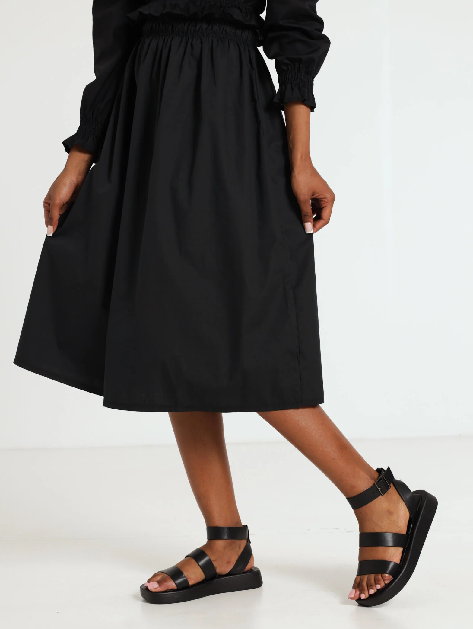 Shirred Waist Poplin Skirt - Image 2