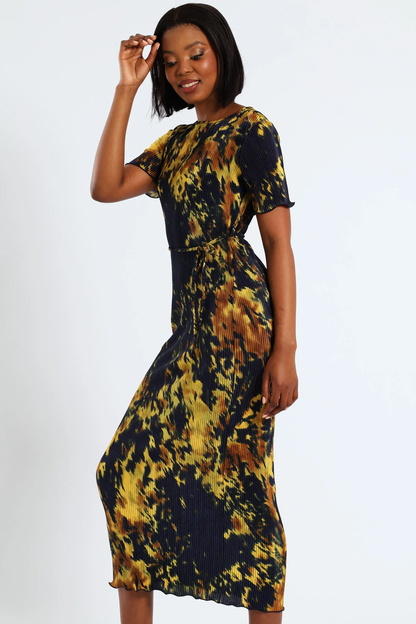 Short Sleeve Bodre Midaxi Dress - Multi - Image 2
