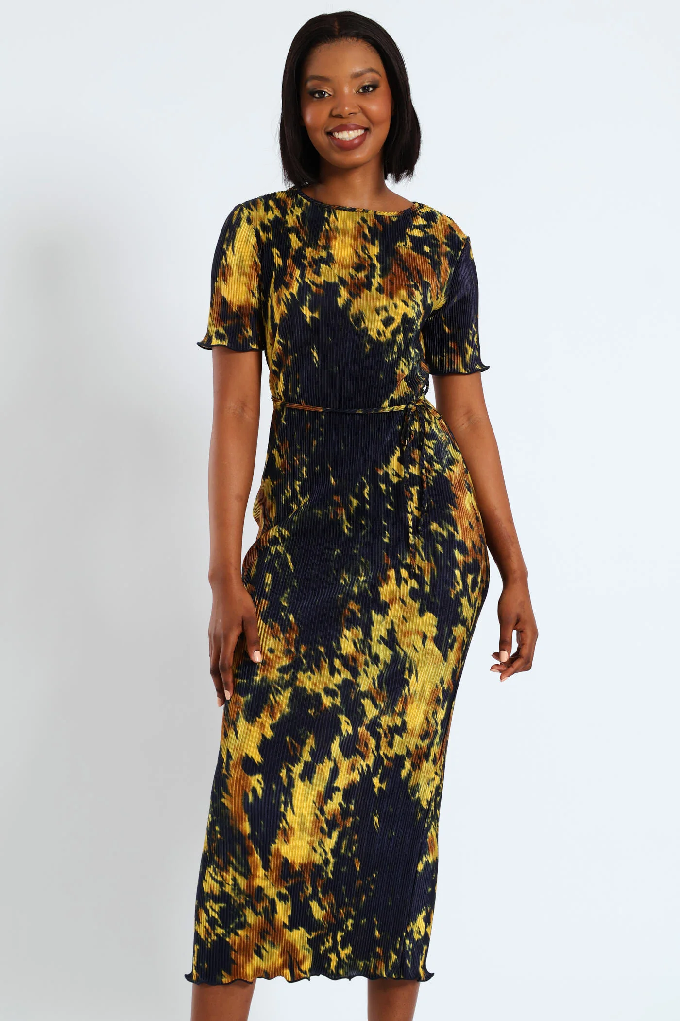 Short Sleeve Bodre Midaxi Dress - Multi - Image 3