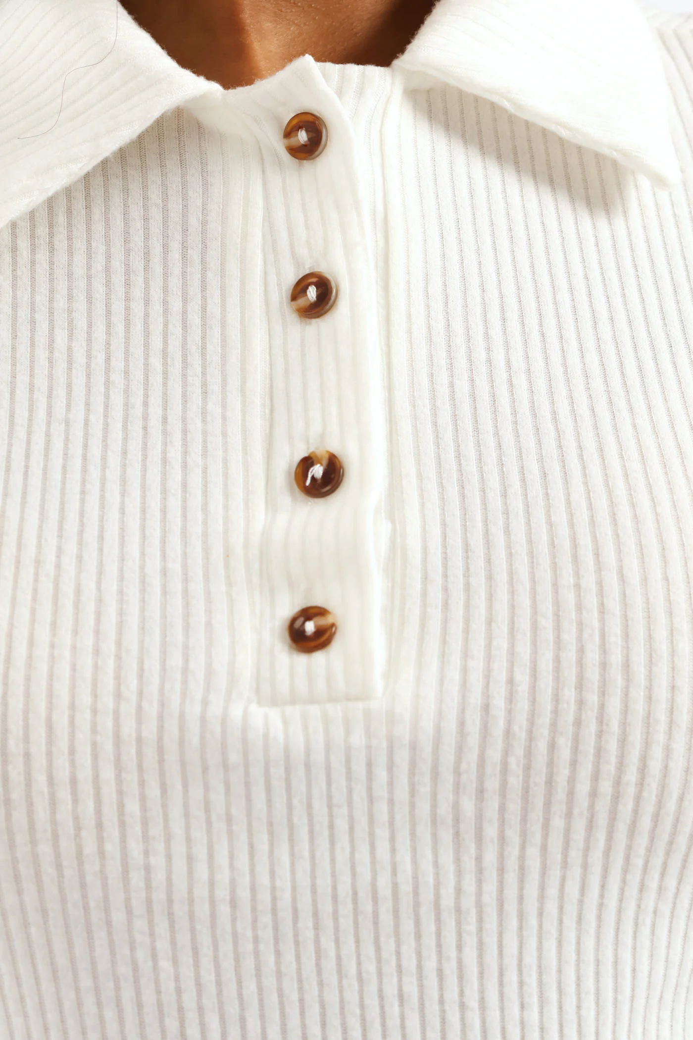 Short Sleeve Brushed Rib Golfer - Milk - Image 2