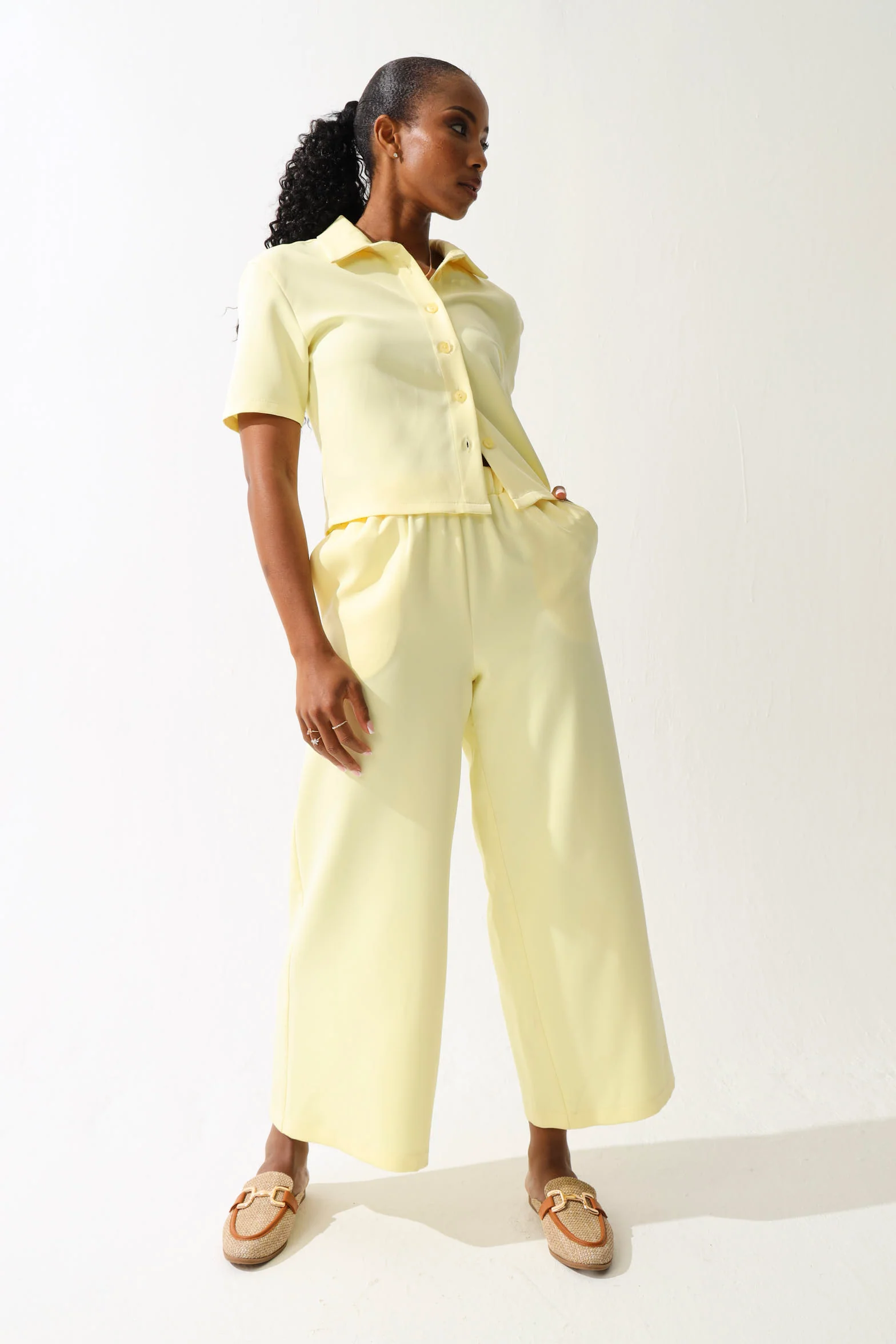 Short Sleeve Button Through Barbi Shirt - Yellow - Image 3