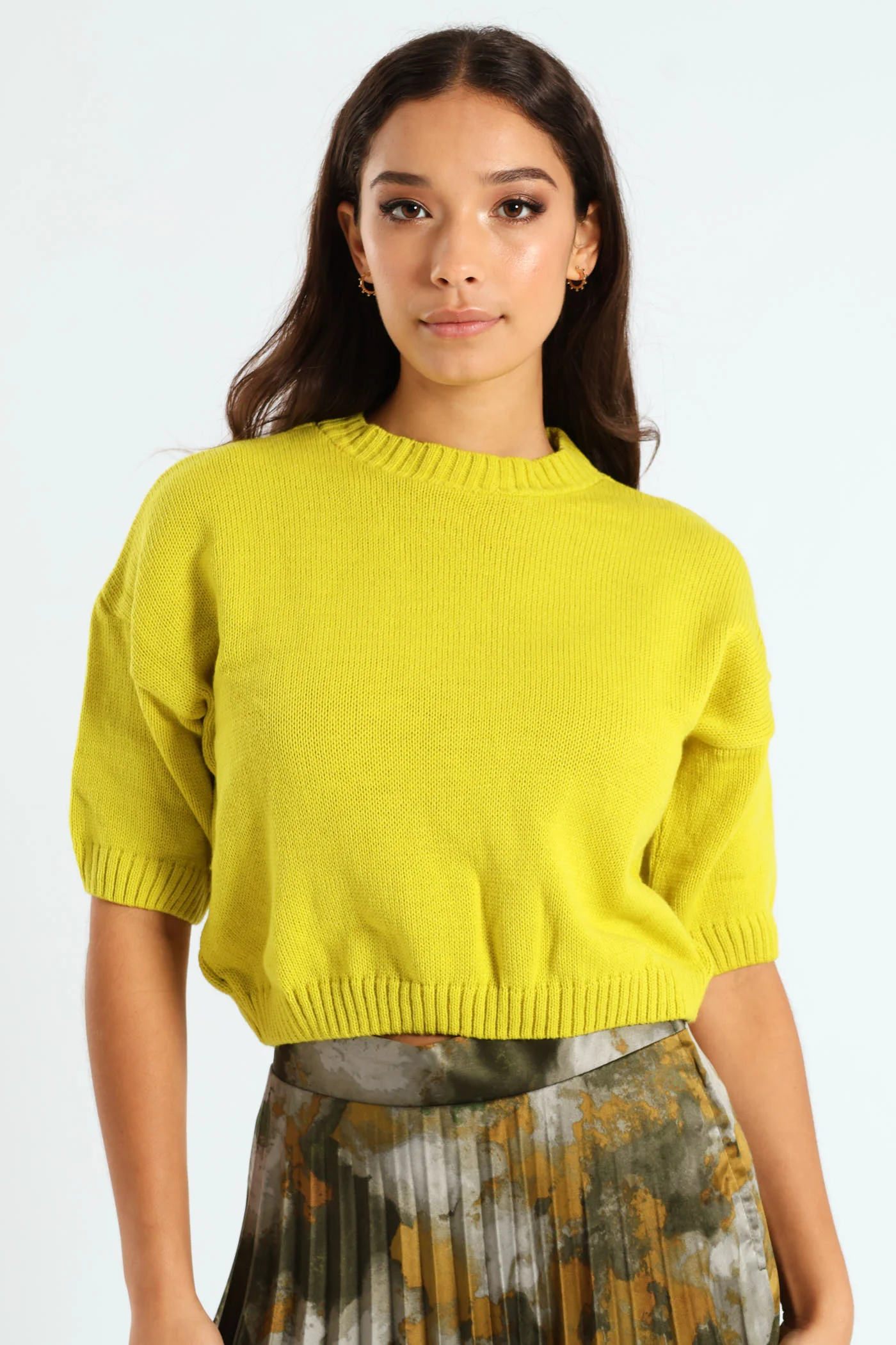 Short Sleeve Chunky Top - Chartreuse