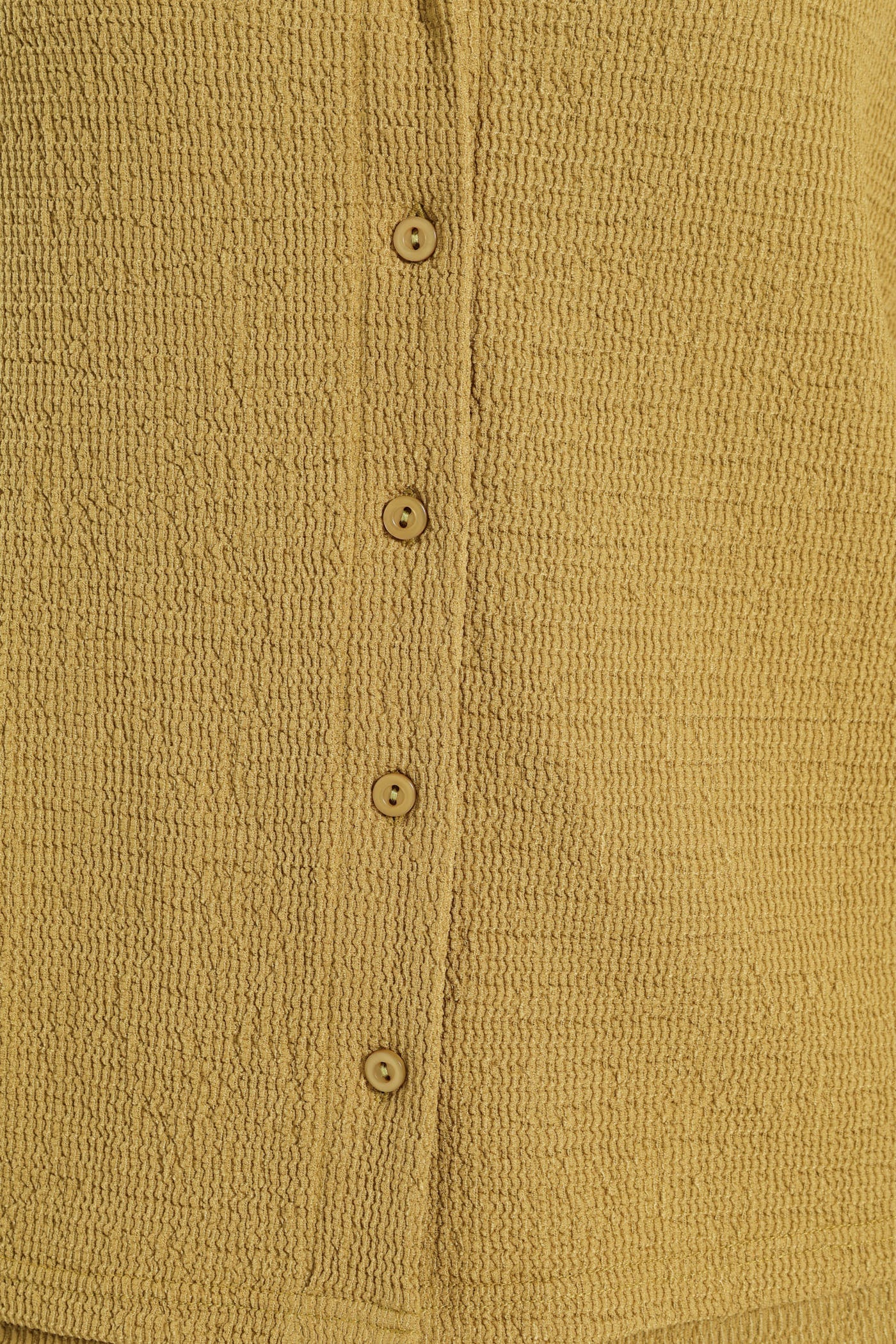 Short Sleeve Crinkle Knit Button Through Shirt - Avocado - Image 5