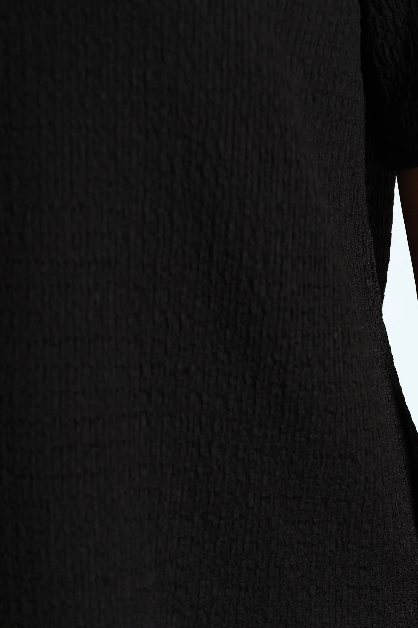 Short Sleeve Crinkle Knit Shirt - Black - Image 5