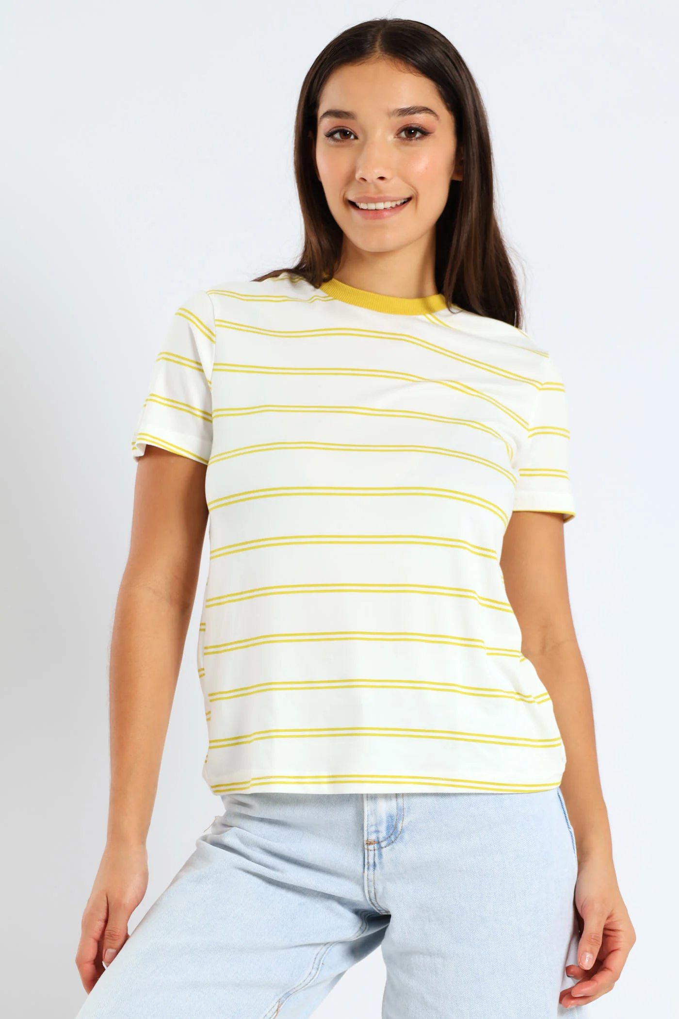 Short Sleeve Double Stripe Tee - Chartreuse
