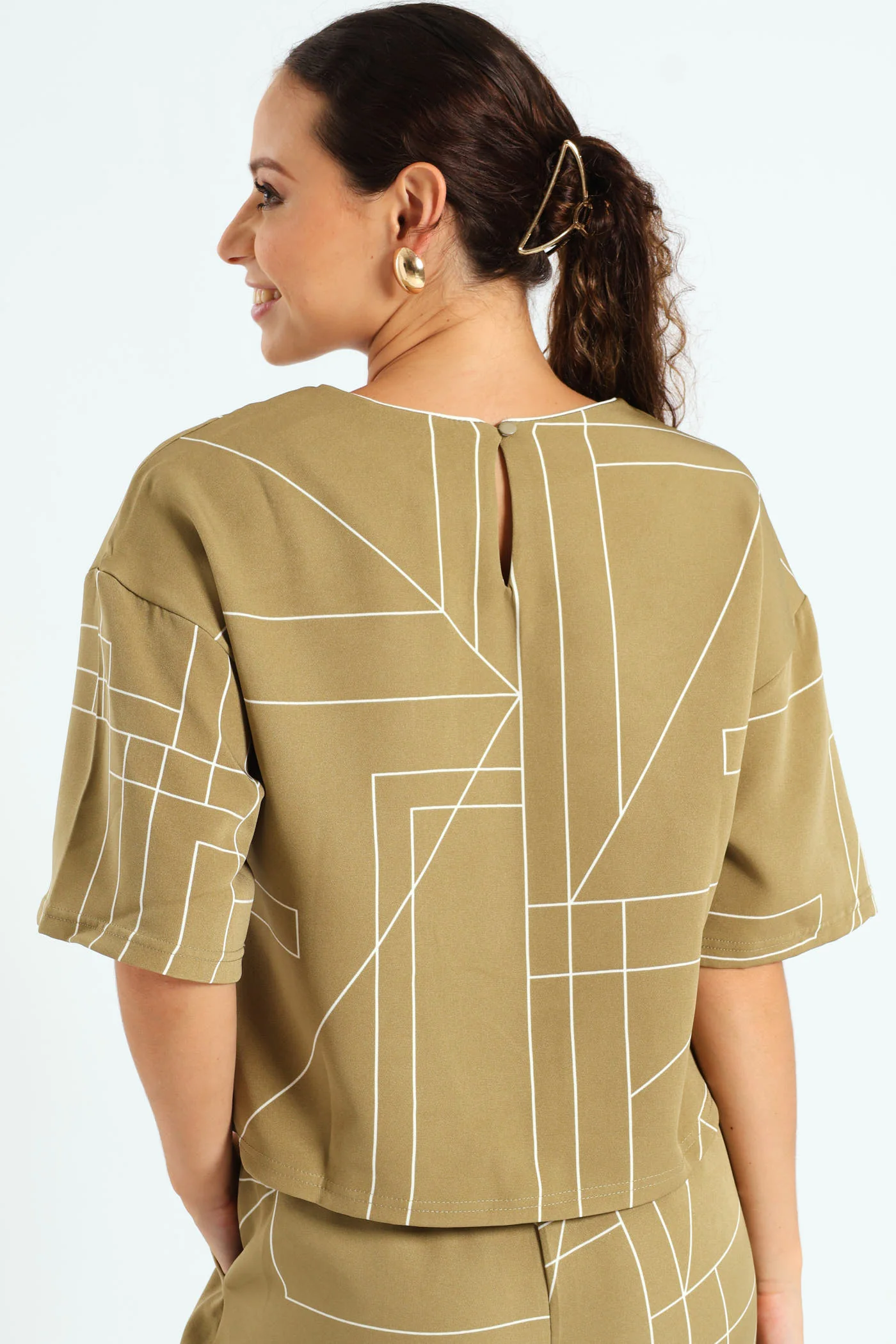 Short Sleeve Geo Print Barbi Tee - Fatigue - Image 4