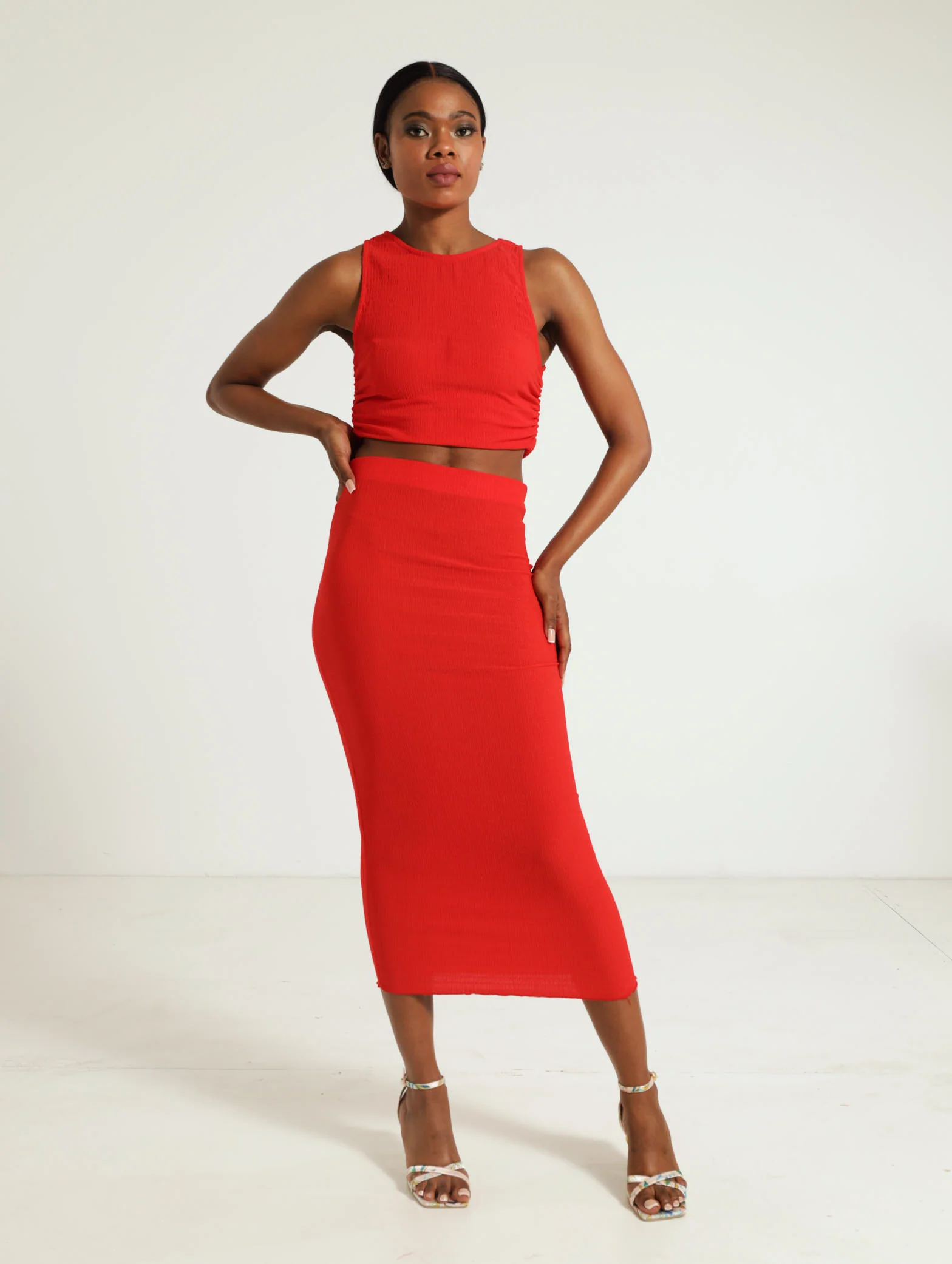 Short Sleeve Ruched Crinkle Top - Image 4