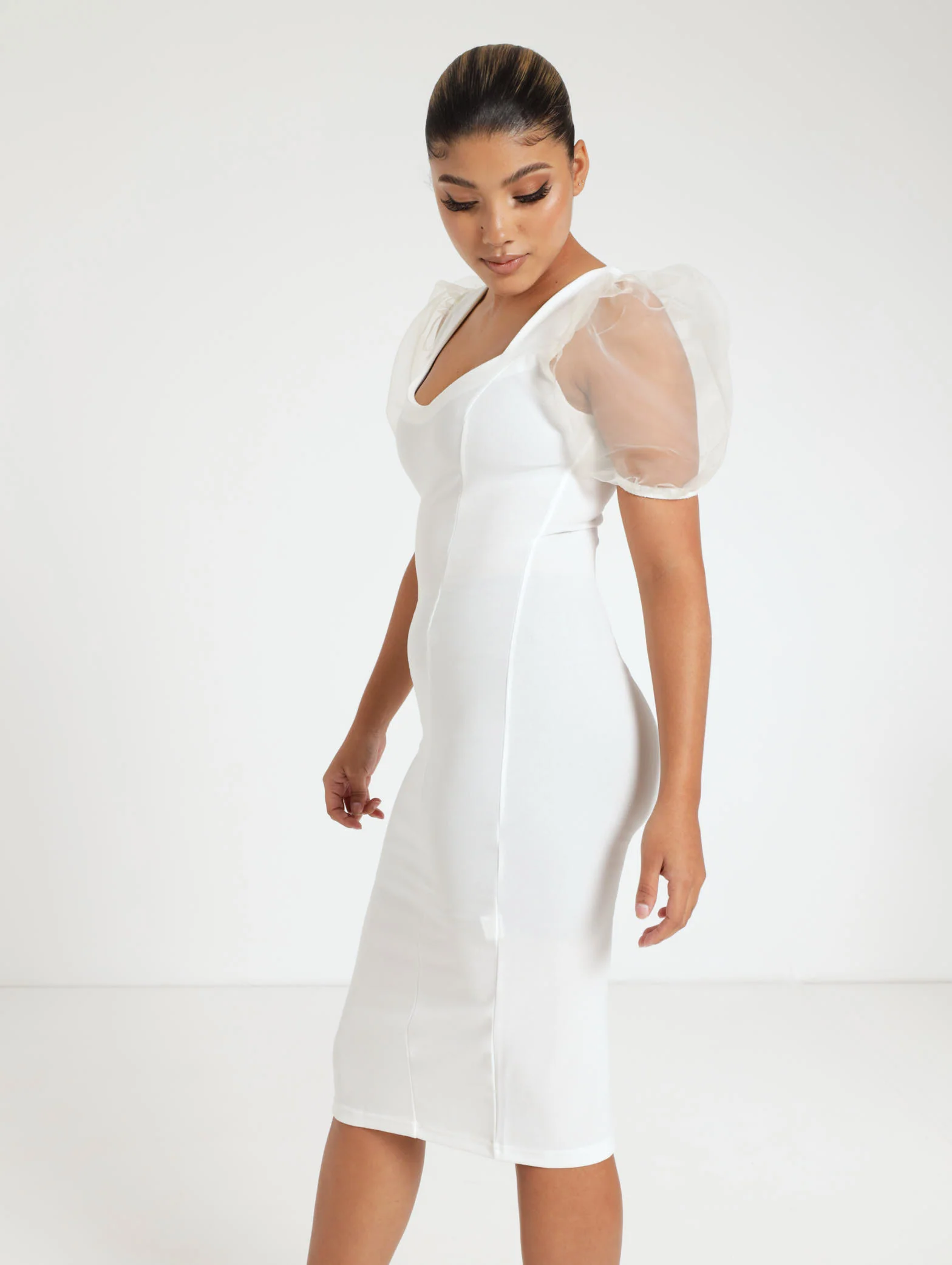 Short Sleeve Scuba Bodycon Dress - Image 3