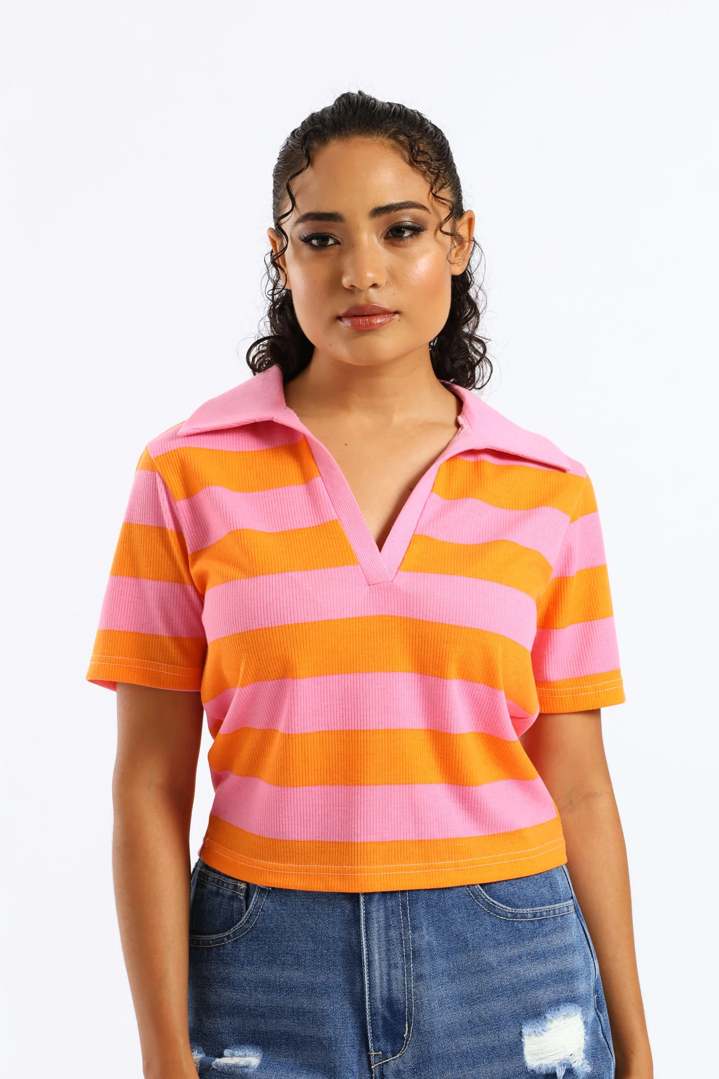 Short Sleeve Striped Golfer - Multi