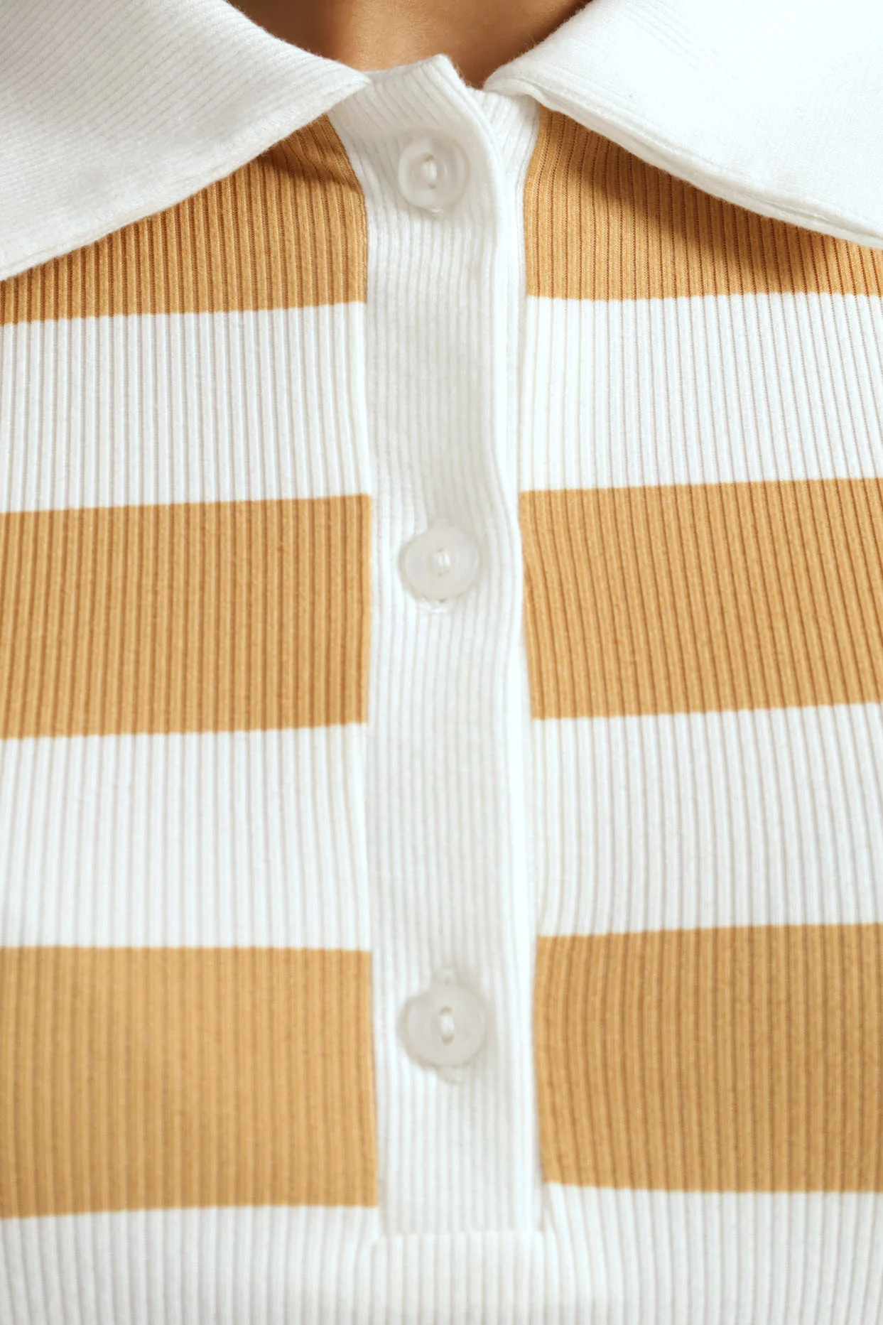 Short Sleeve Striped Golfer - White/Beige - Image 2