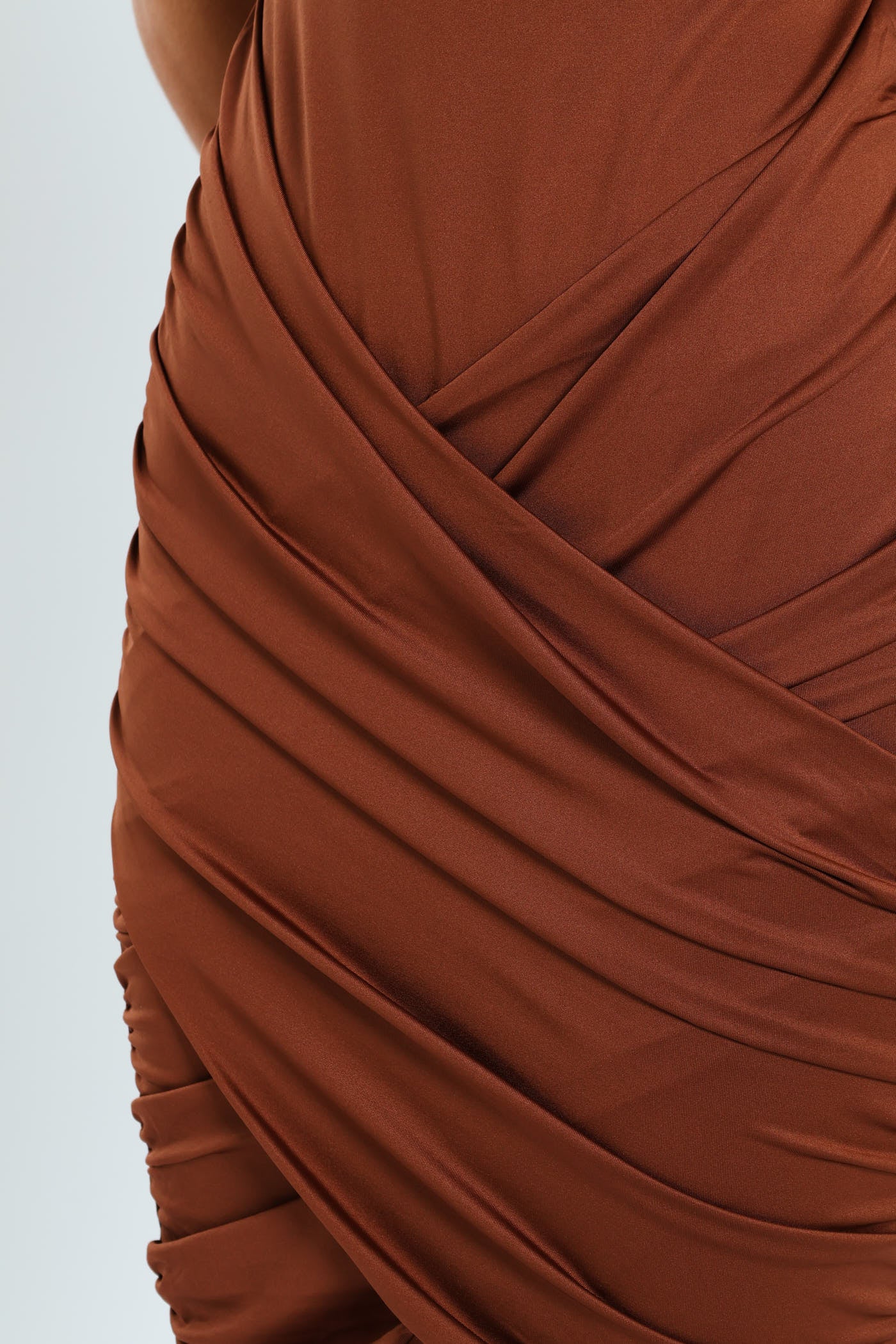 Short Sleeve Wrap Look Front Dress - Brown - Image 2