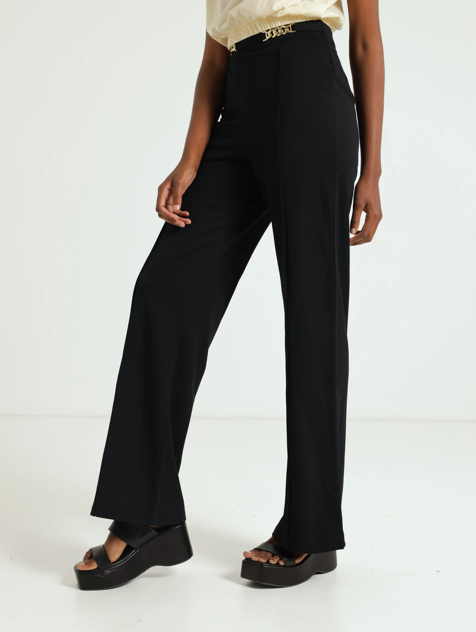 Chain Detail Wideleg Pants - Image 3