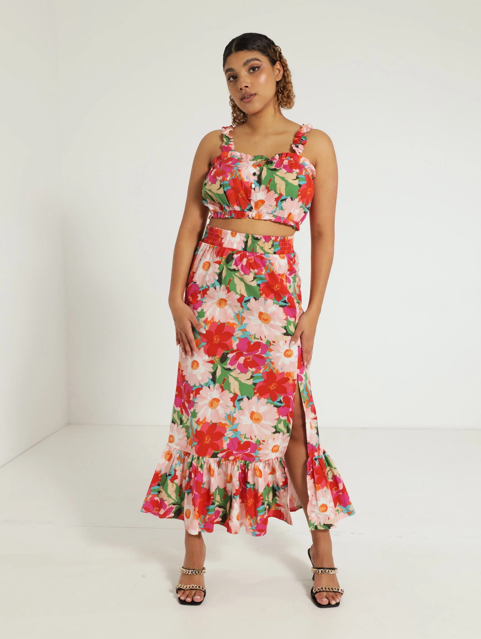 Side Slit Tiered Midi Skirt - Image 2