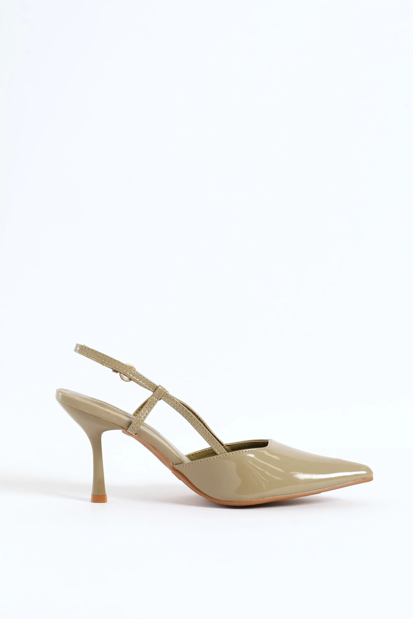 Side Straps Slingback Pointy Court Heel - Sage - Image 4