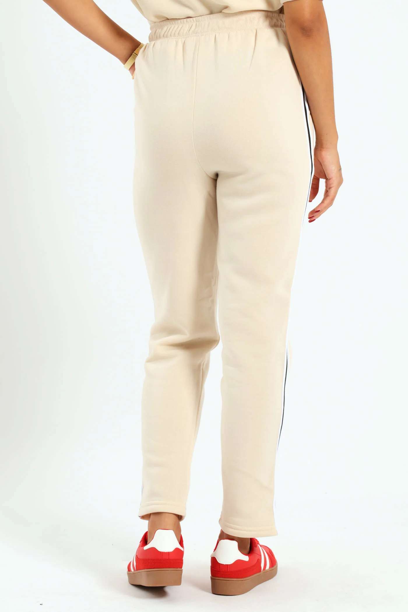 Side Stripe Straight Leg Jogger - Cream - Image 6