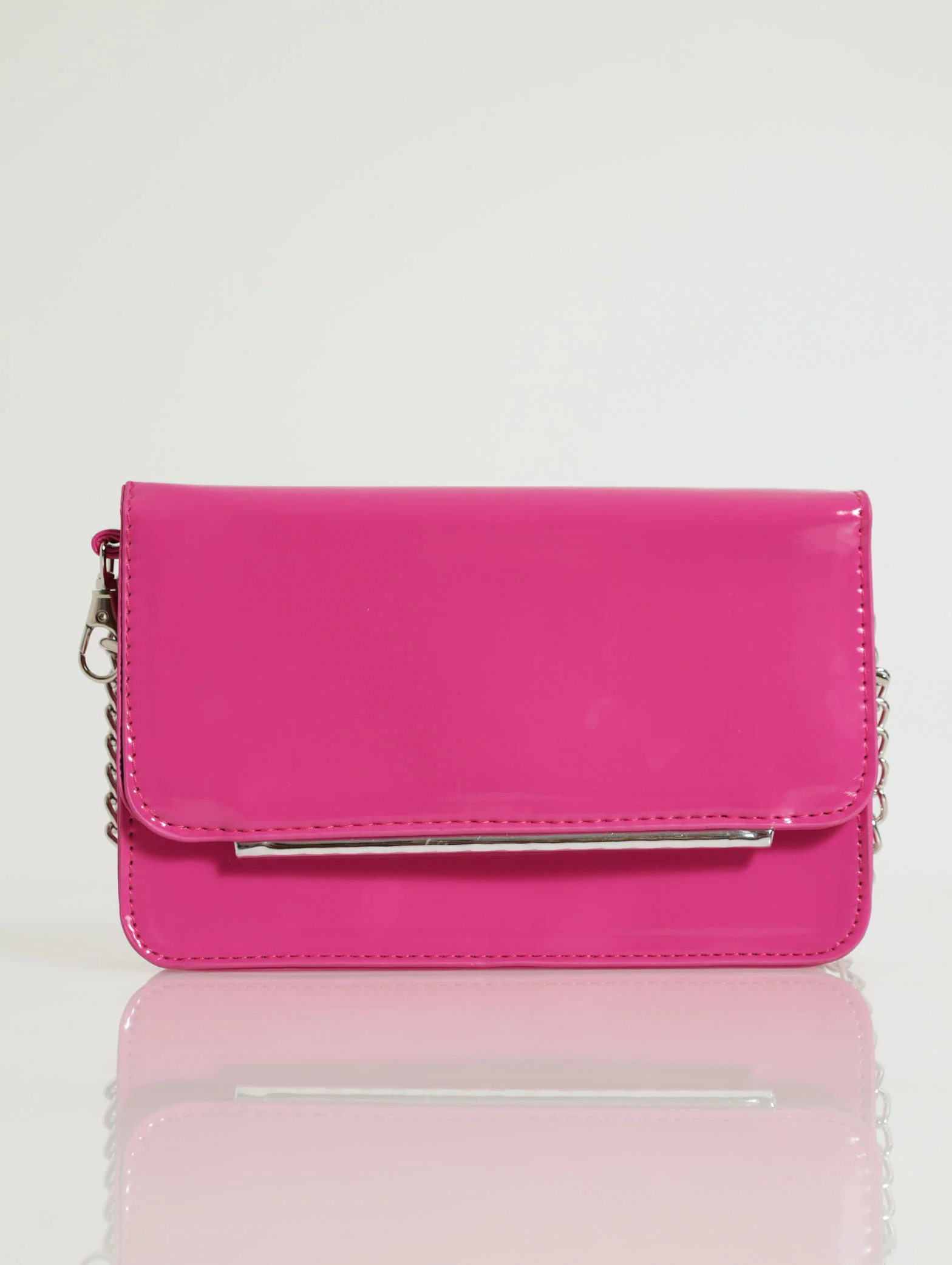 Silver Trim Chain Strap Satchel