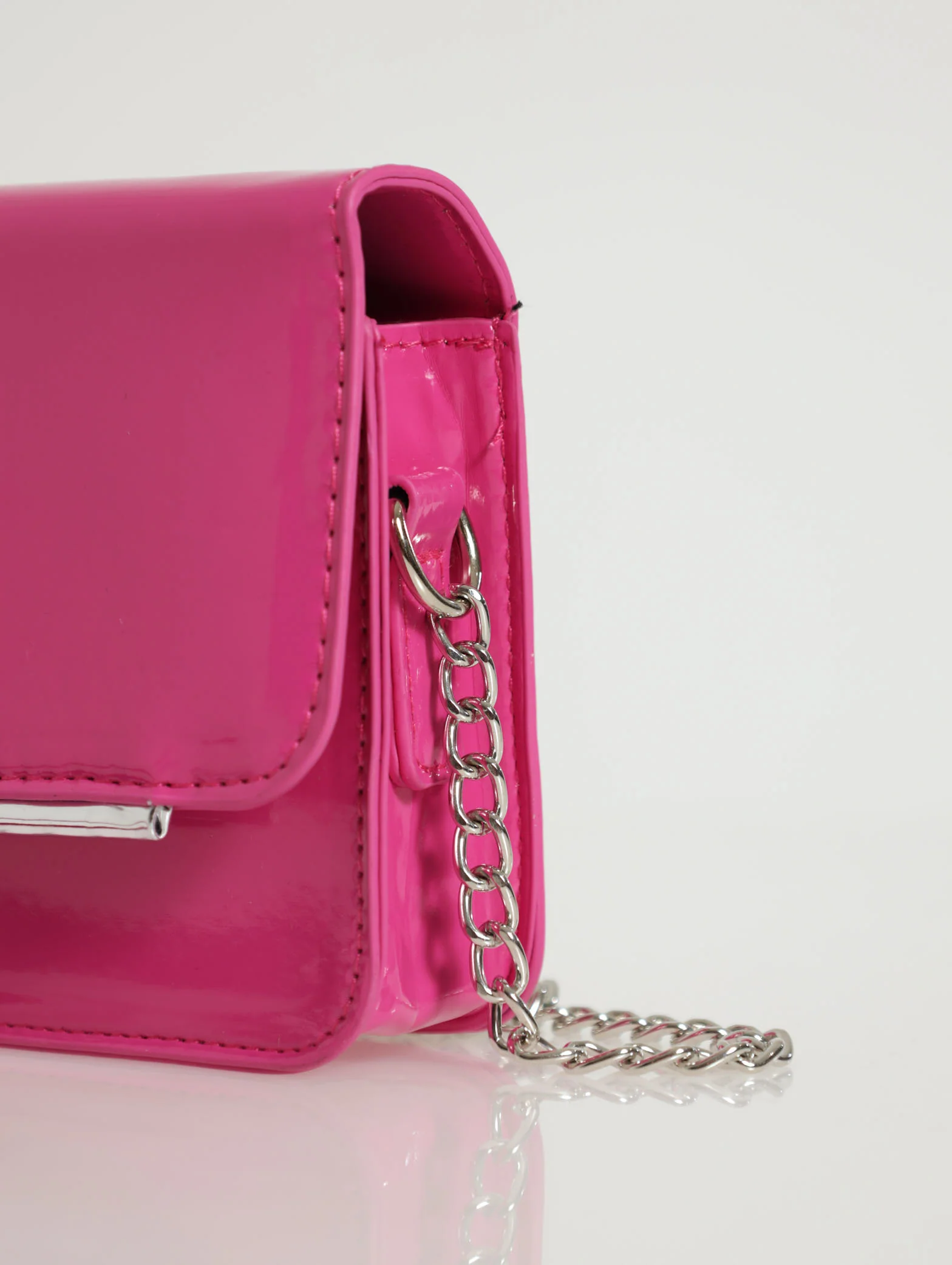 Silver Trim Chain Strap Satchel - Image 5