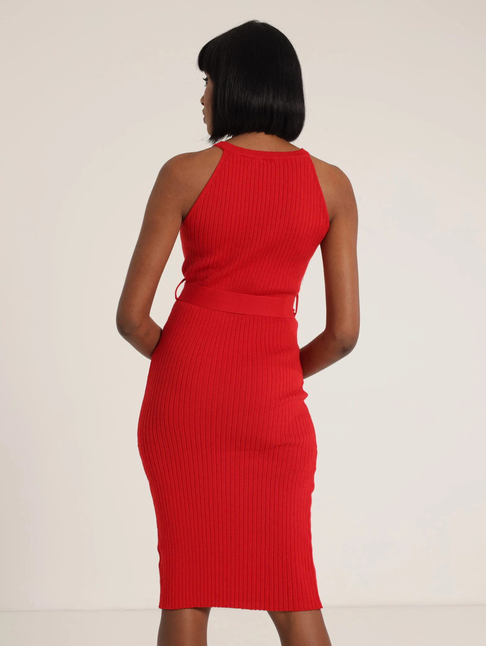 Lurex Midi Knitwear Dress With Belt Waist Tie - Image 3