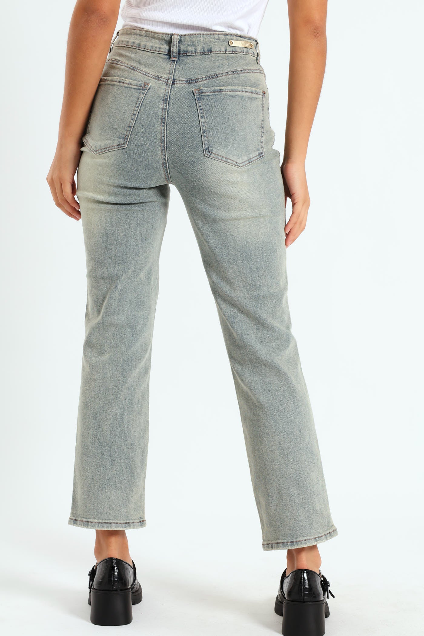 Slash Knee Slim Leg Tea Stain Jean - Ink - Image 3