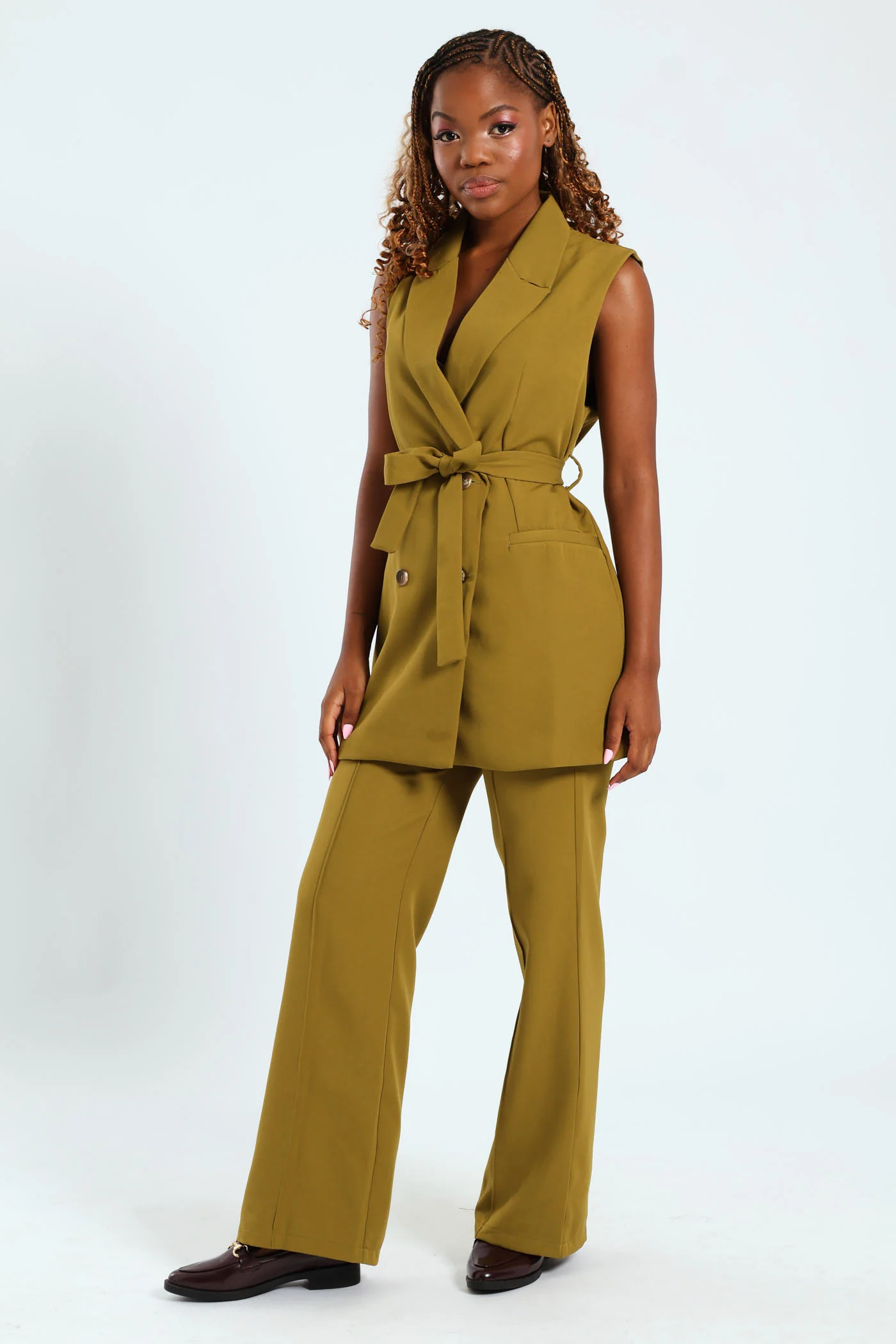 Sleeveless Blazer - Green - Image 5