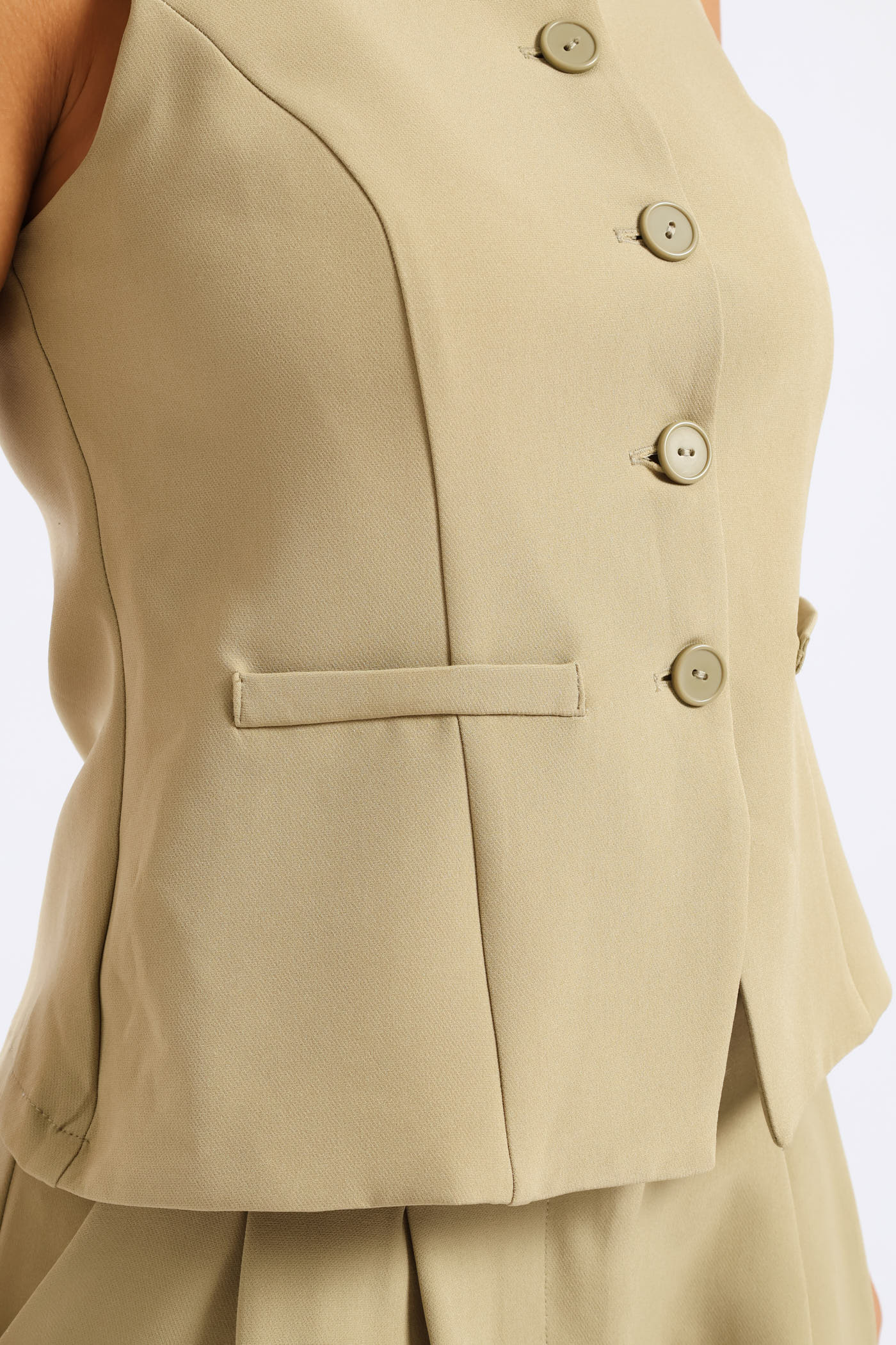 Sleeveless Blazer - Sage - Image 5