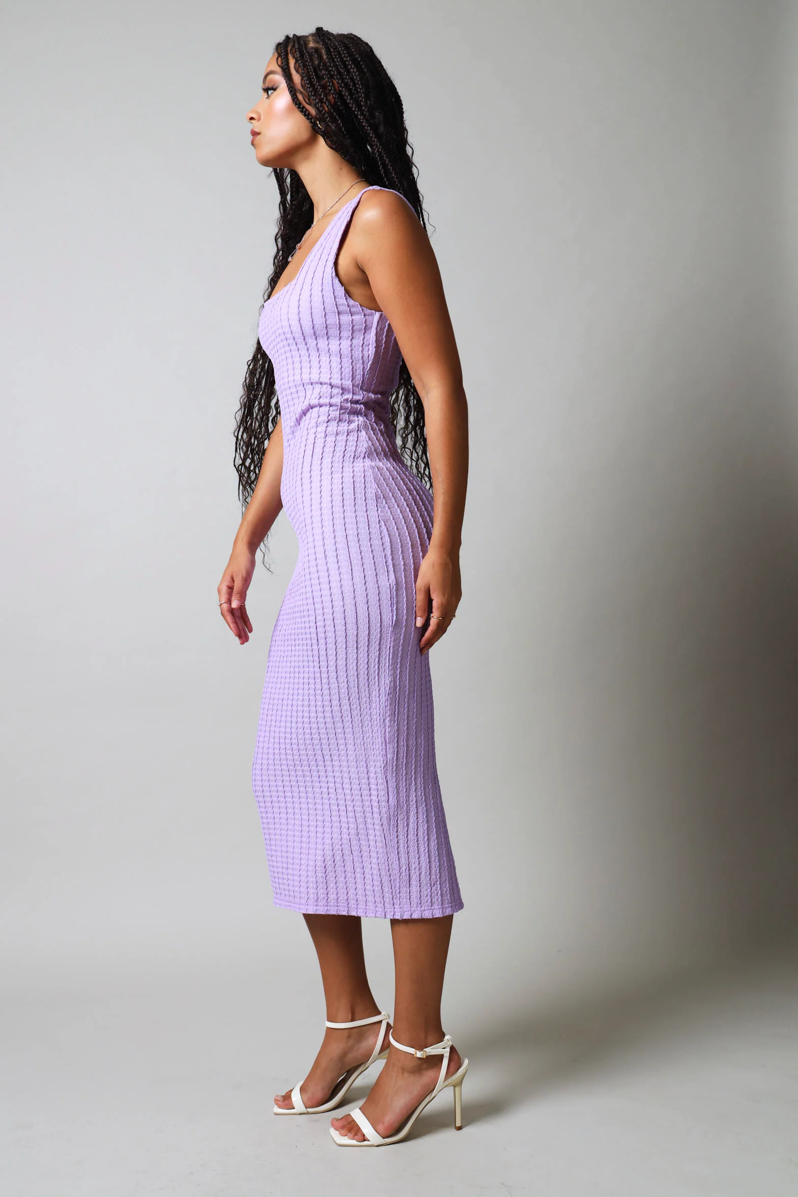 Sleeveless Bodycon Textured Knit - Lilac - Image 5