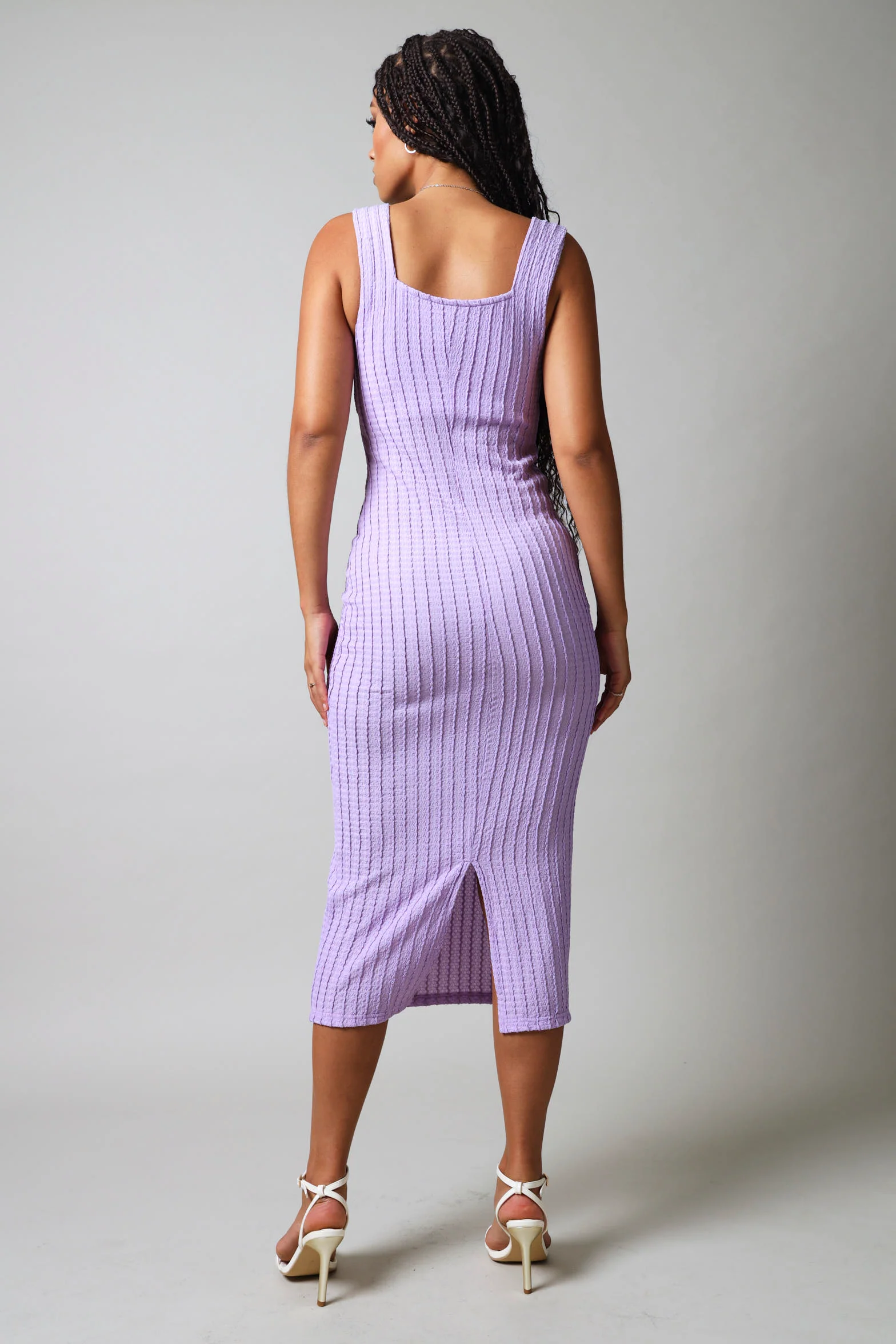 Sleeveless Bodycon Textured Knit - Lilac - Image 6