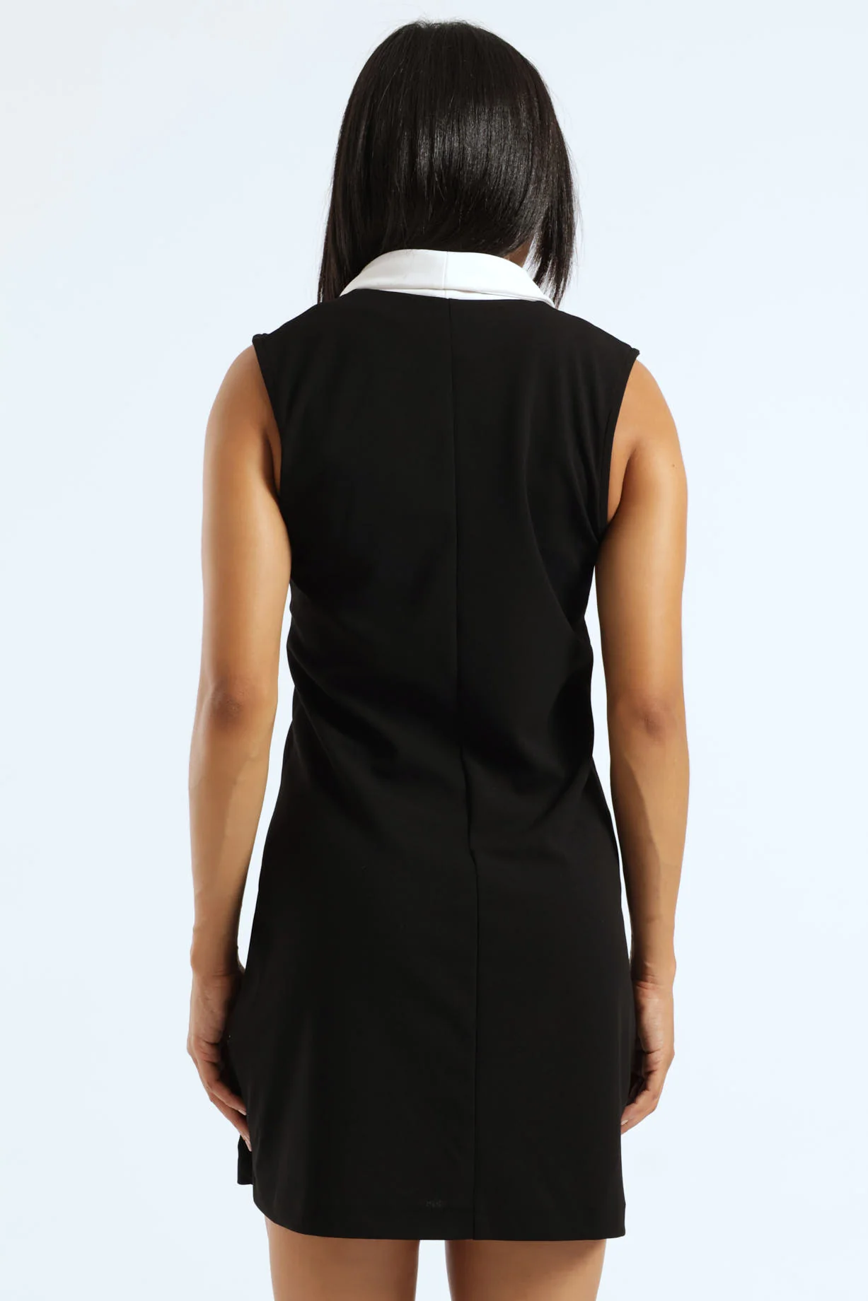 Sleeveless Colour Block Blazer Dress - Black/White - Image 6
