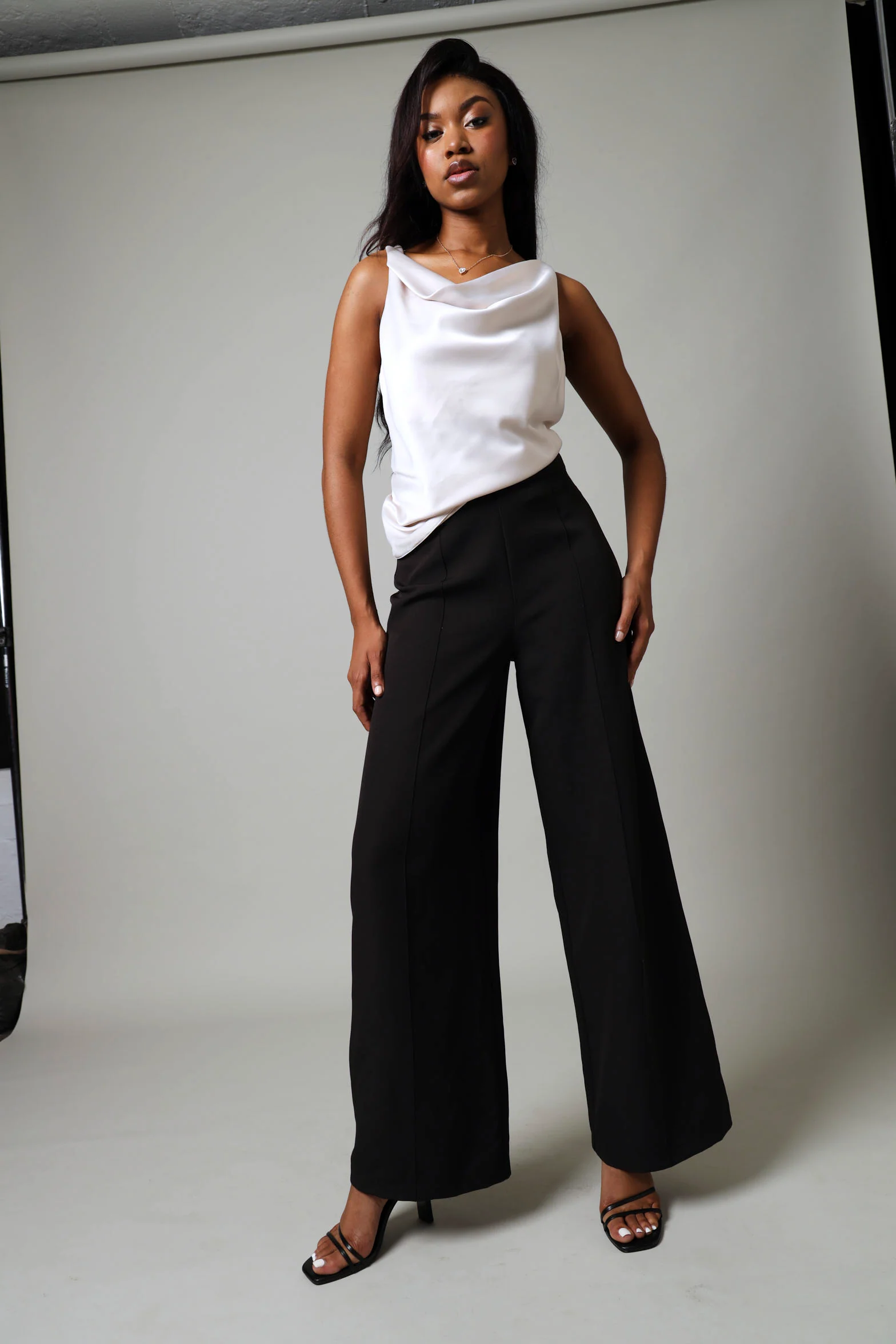 Sleeveless Cowl Neck Top - Champagne